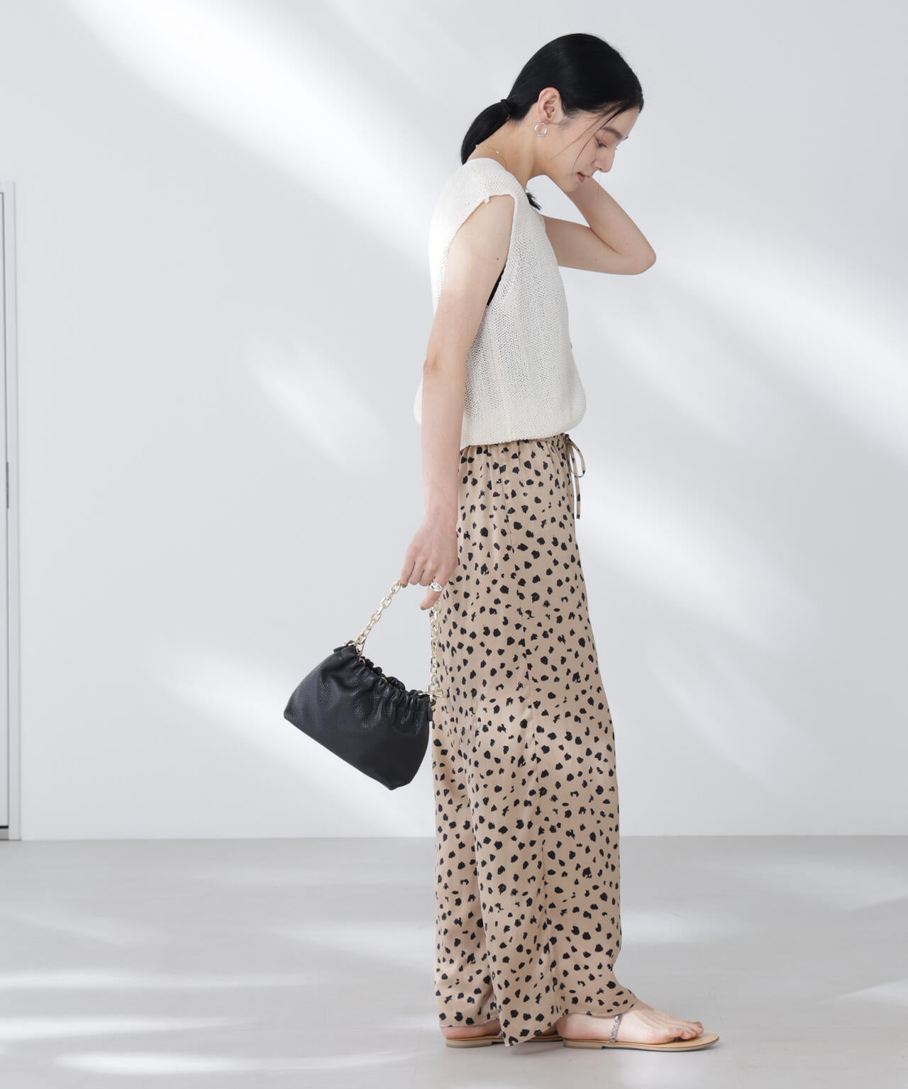 ペーパーヤーン畦ニットベスト