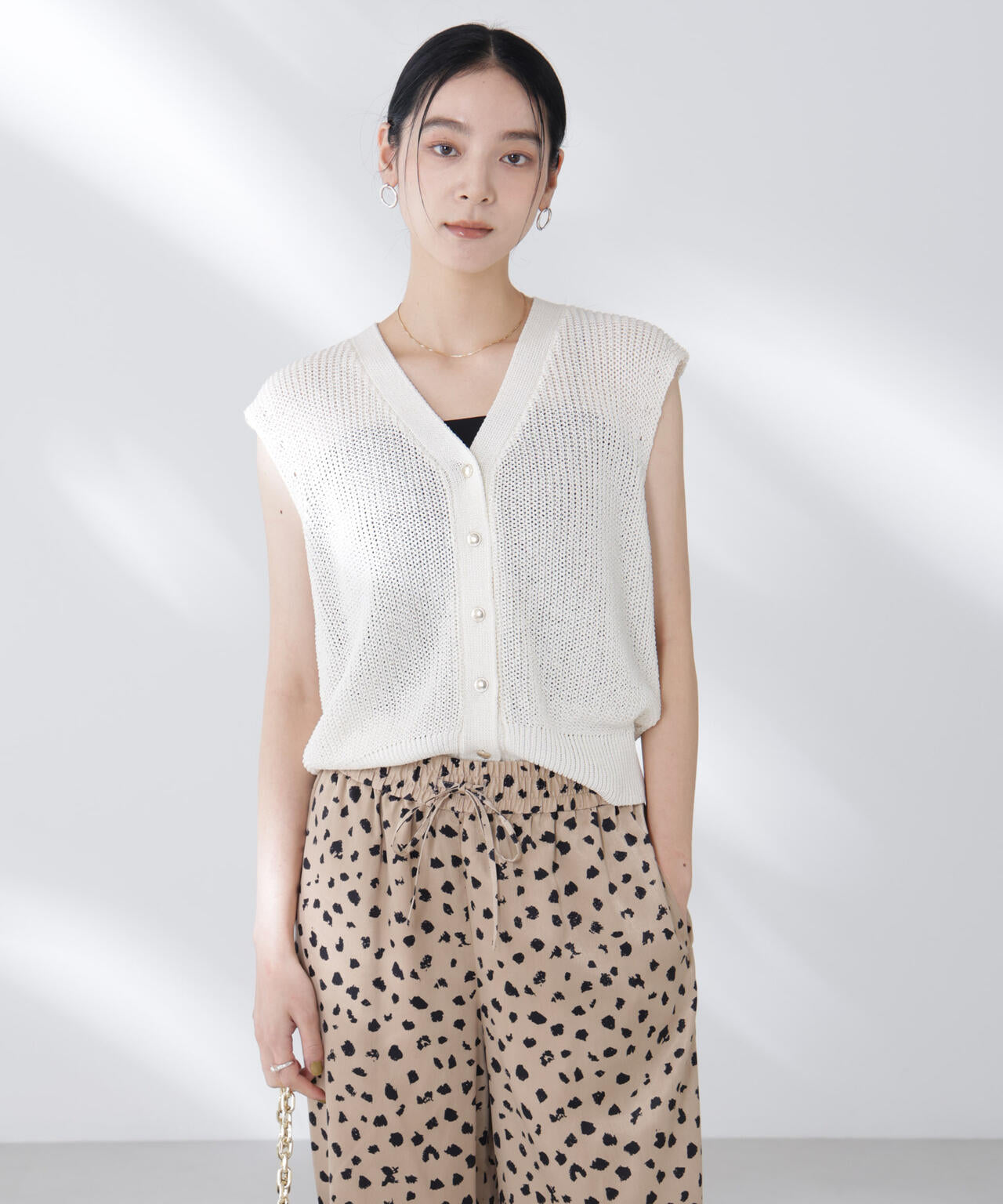 ペーパーヤーン畦ニットベスト