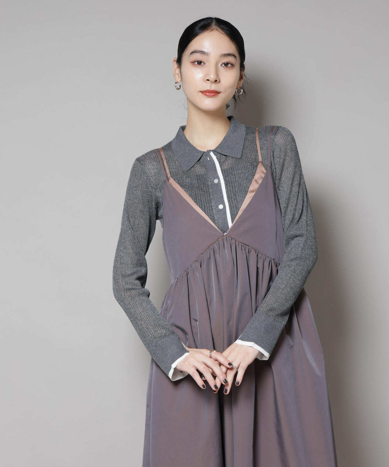 小物 nxnx__00 バイカラーシアーリブ衿付きカーディガン | NANO universe（ナノ