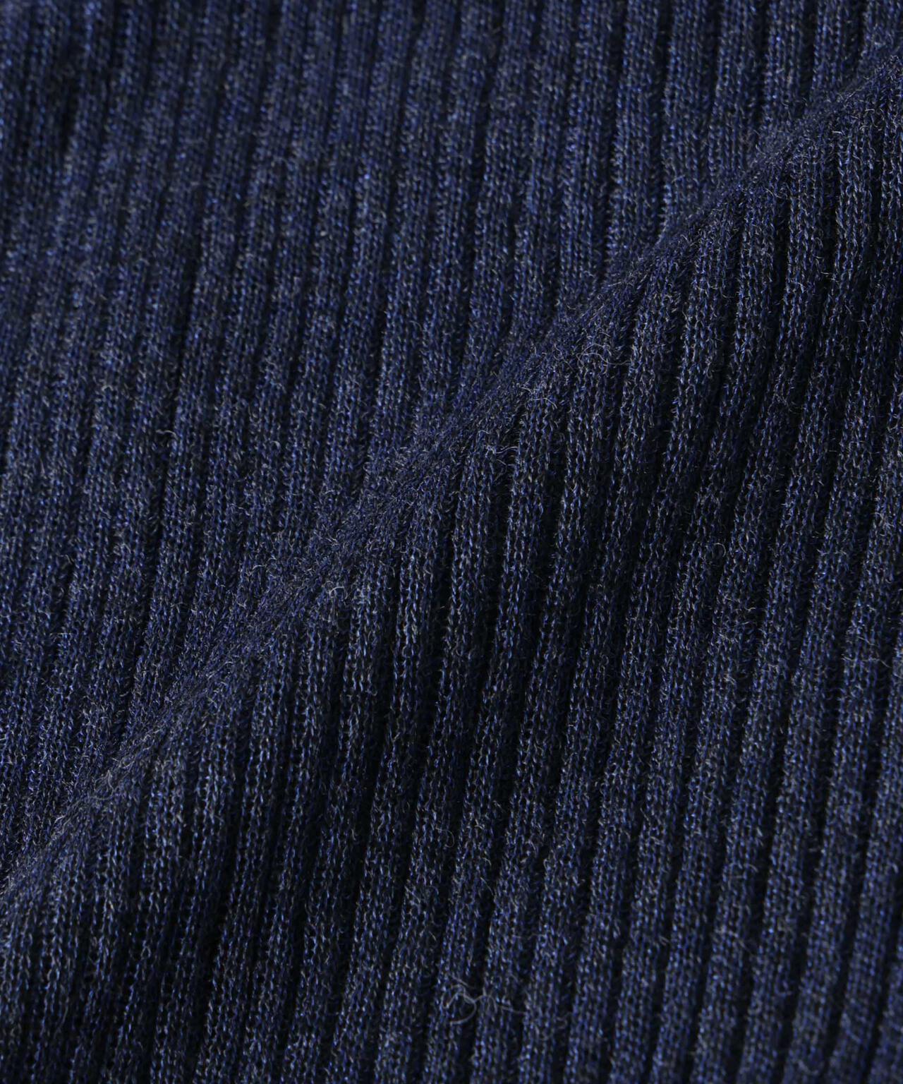 バイカラーシアーリブ衿付きカーディガン