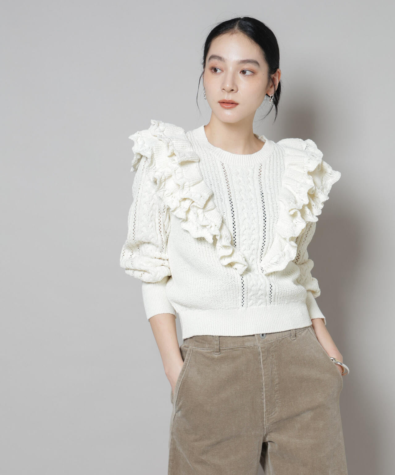 フリルケーブルニットプルオーバー | NANO universe（ナノ