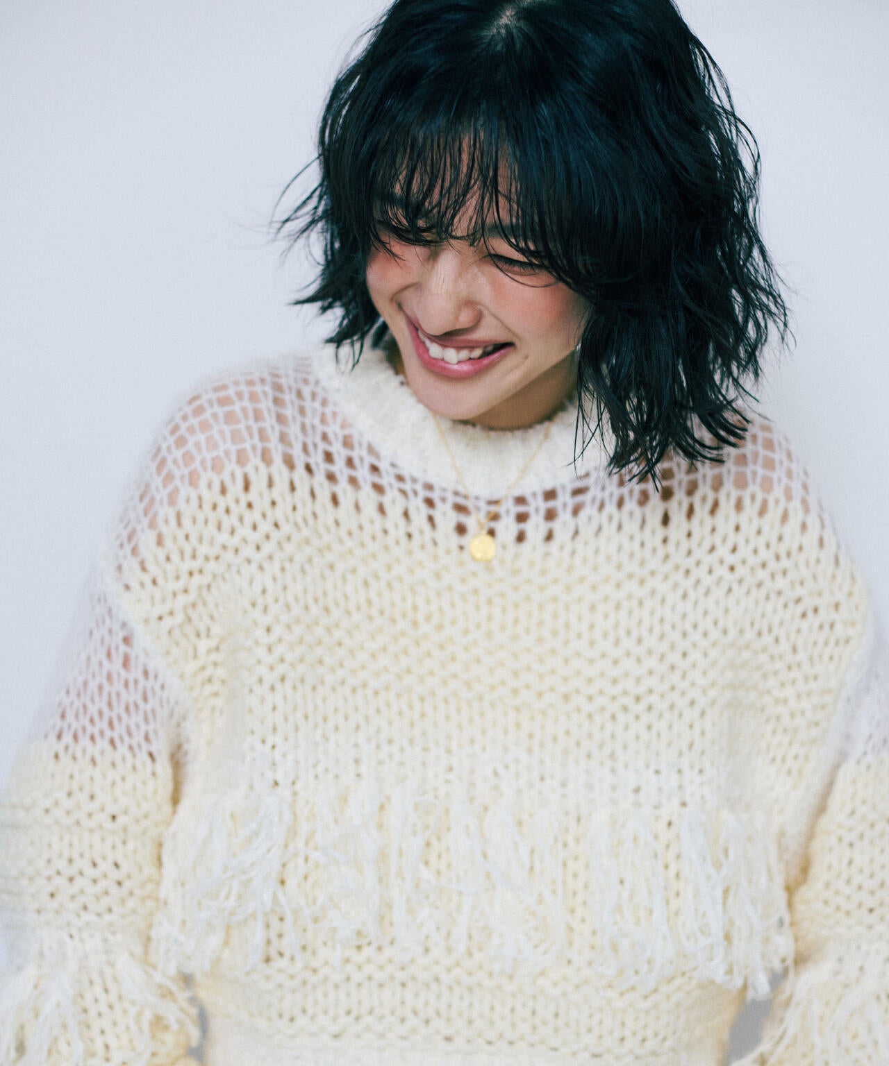 異素材ボーダーフリンジニットプルオーバー | NANO universe（ナノ