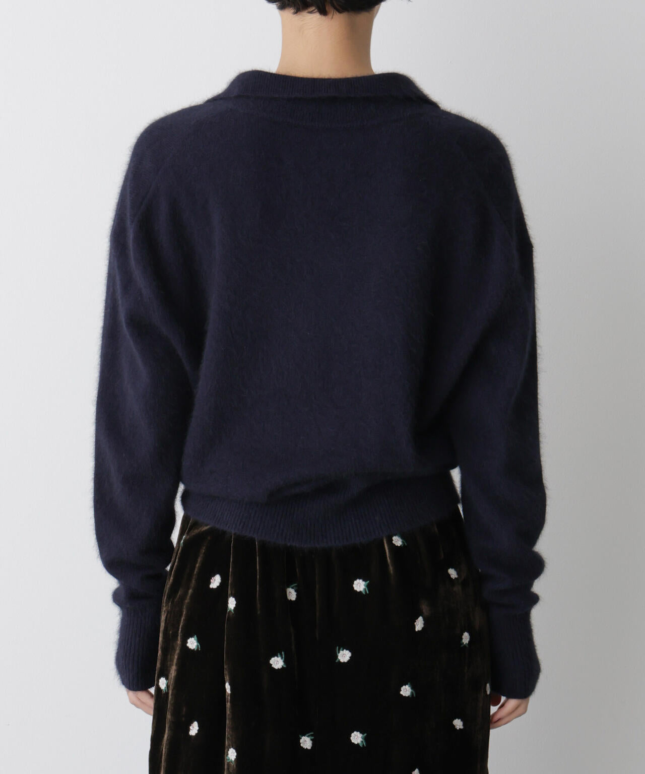 「STEVELOUR」スキッパーポロ衿ソフトタッチニット