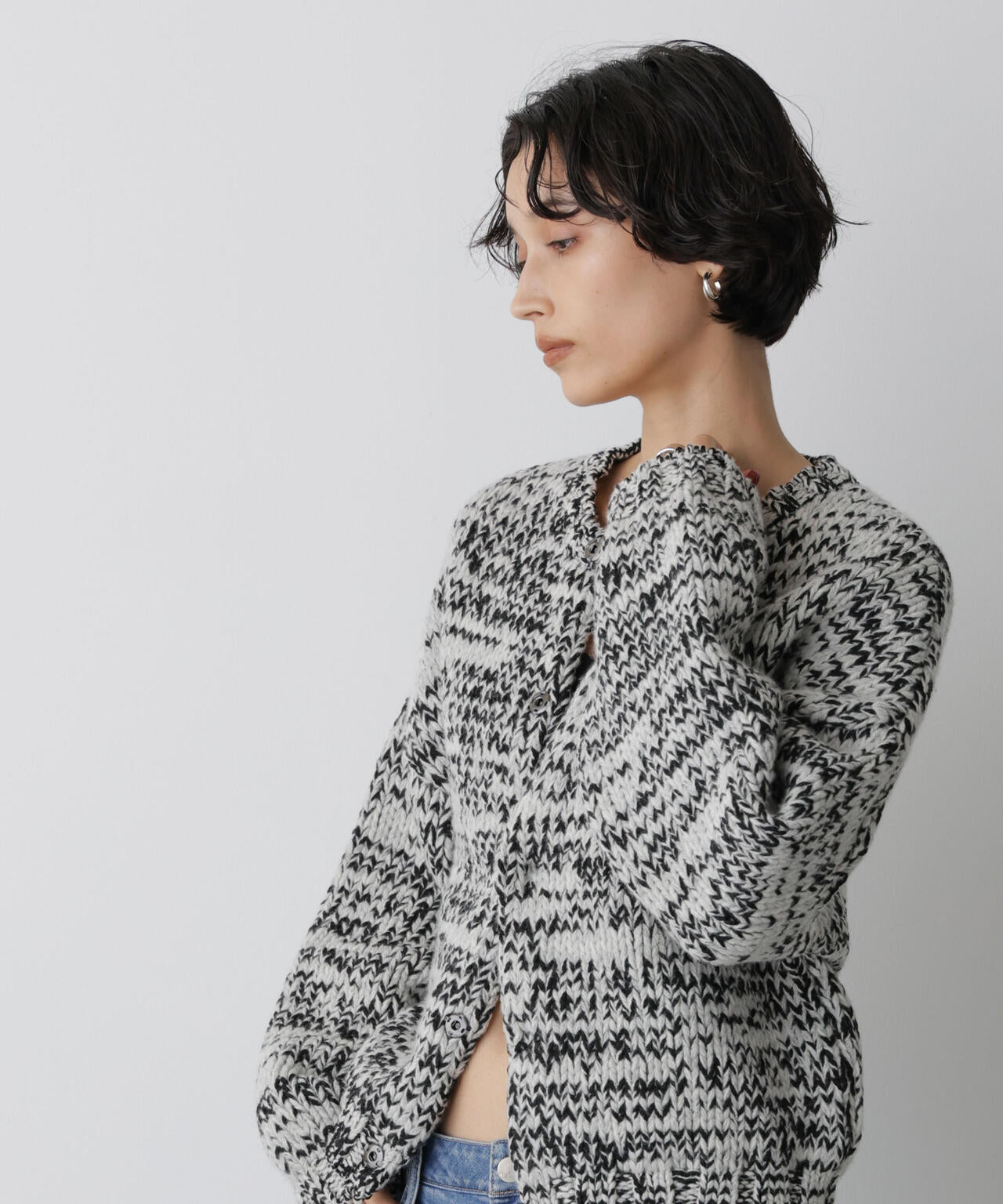 「STEVELOUR」ミックスカラー2WAYスナップニット