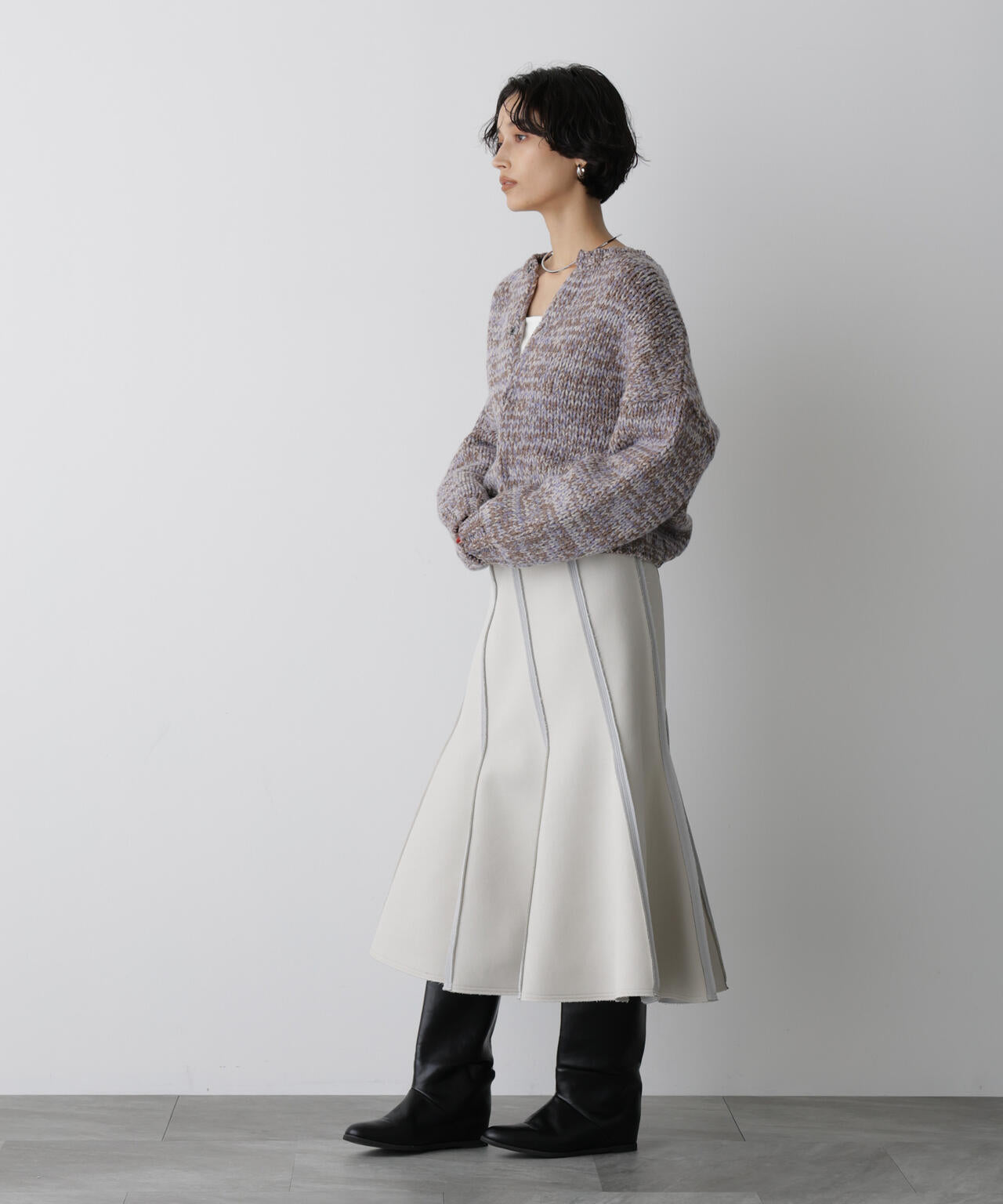 「STEVELOUR」ミックスカラー2WAYスナップニット