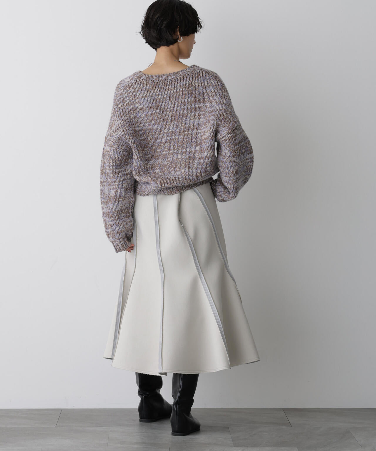 「STEVELOUR」ミックスカラー2WAYスナップニット