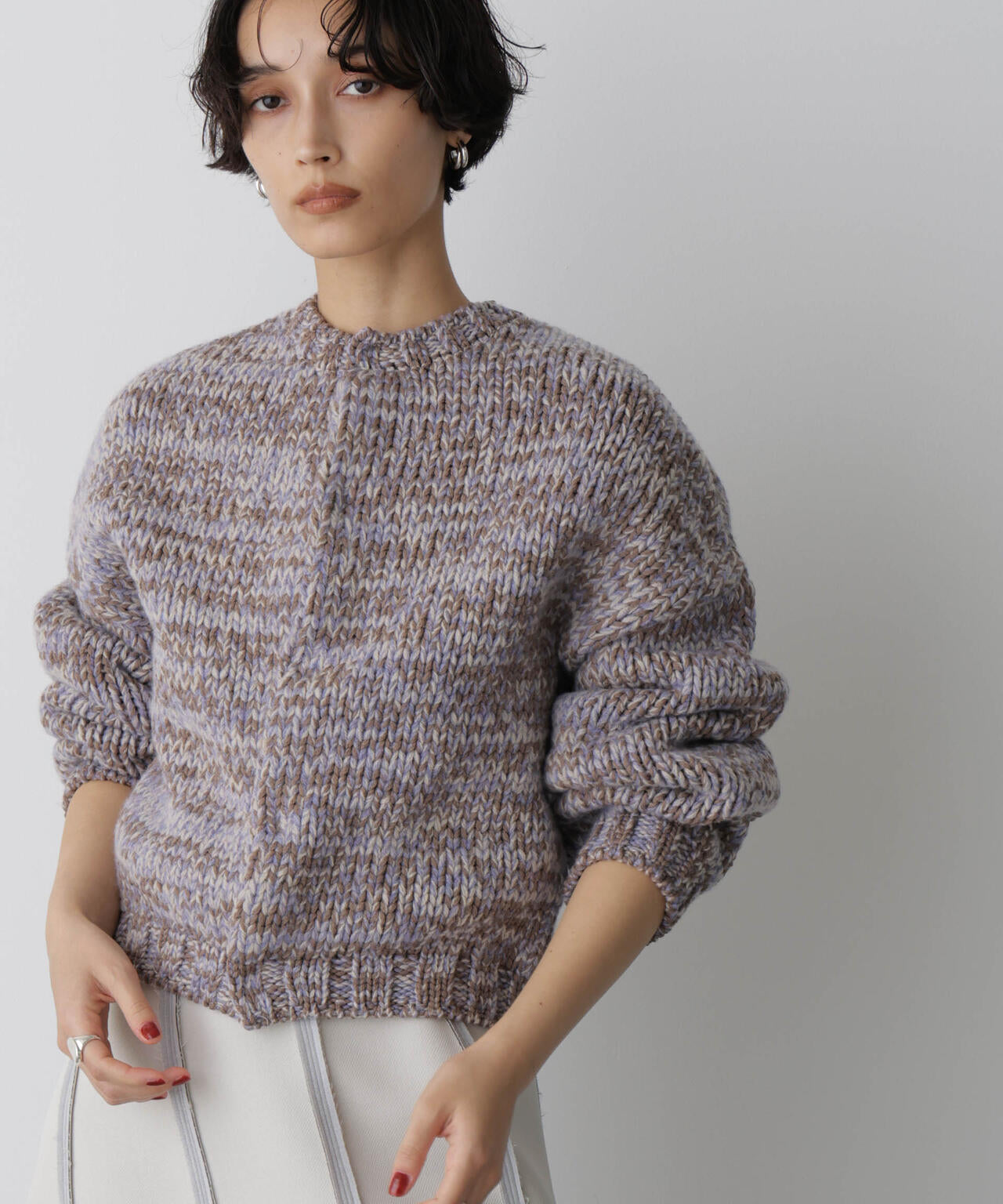 「STEVELOUR」ミックスカラー2WAYスナップニット
