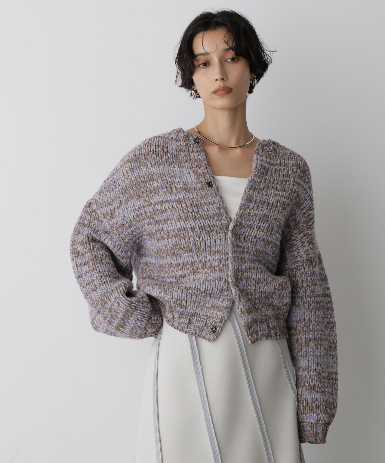 「STEVELOUR」ミックスカラー2WAYスナップニット