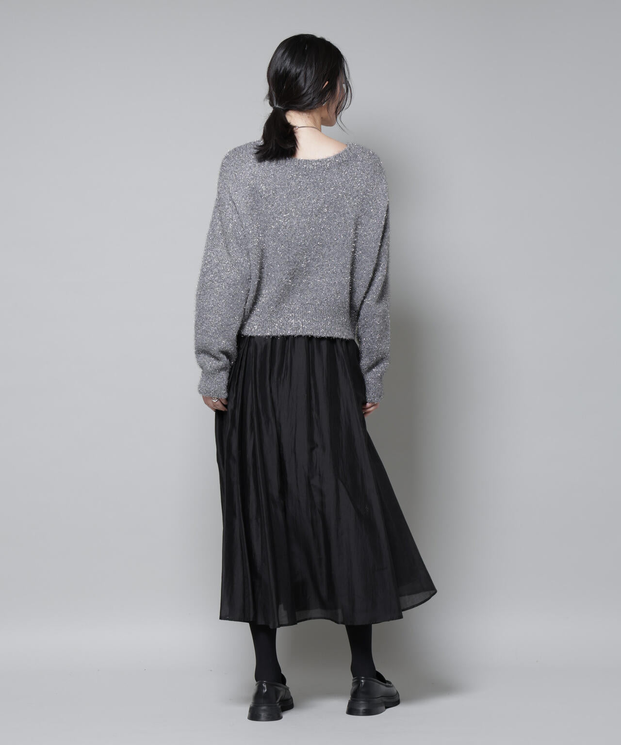 前後2wayラメミックスフェザーニット