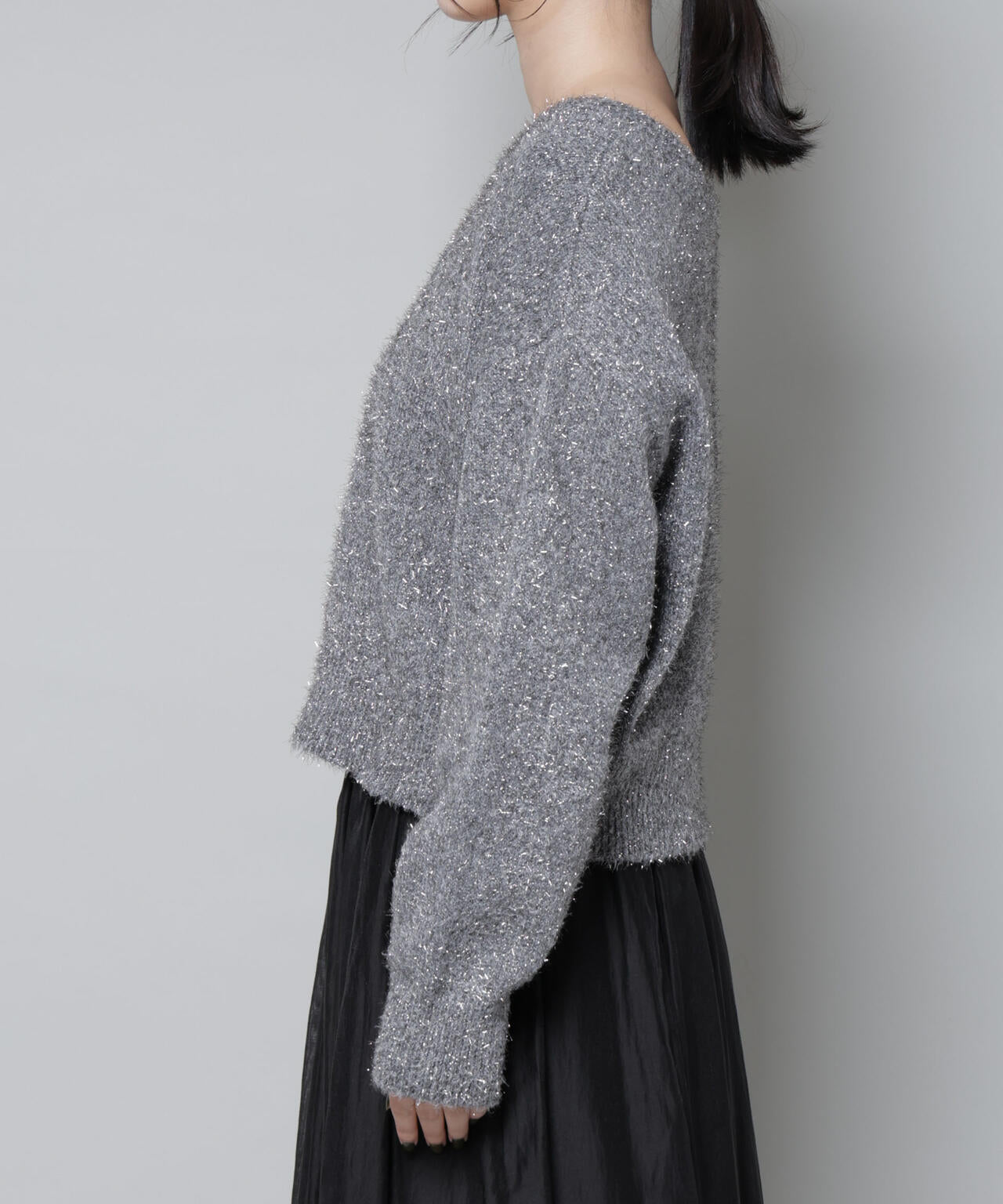 前後2wayラメミックスフェザーニット