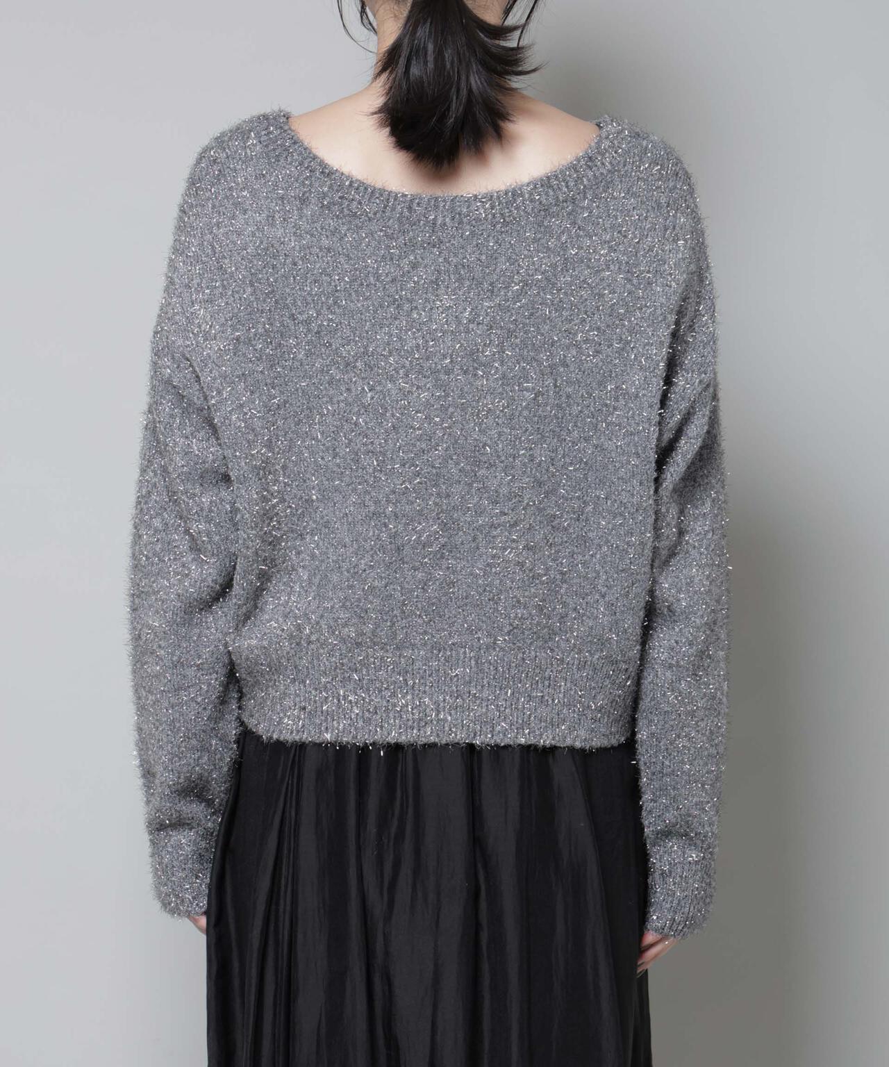 前後2wayラメミックスフェザーニット