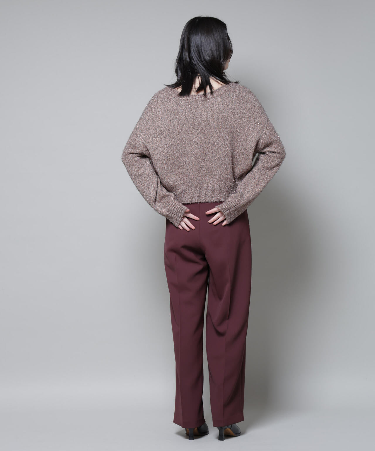 前後2wayラメミックスフェザーニット