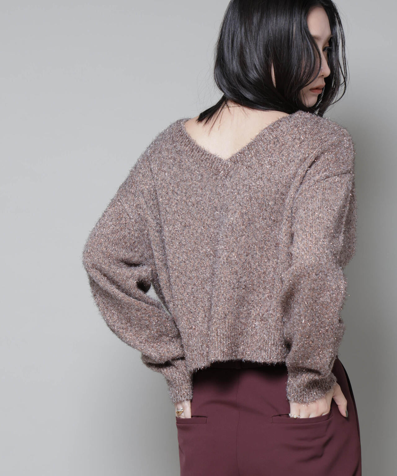 前後2wayラメミックスフェザーニット | NANO universe（ナノ