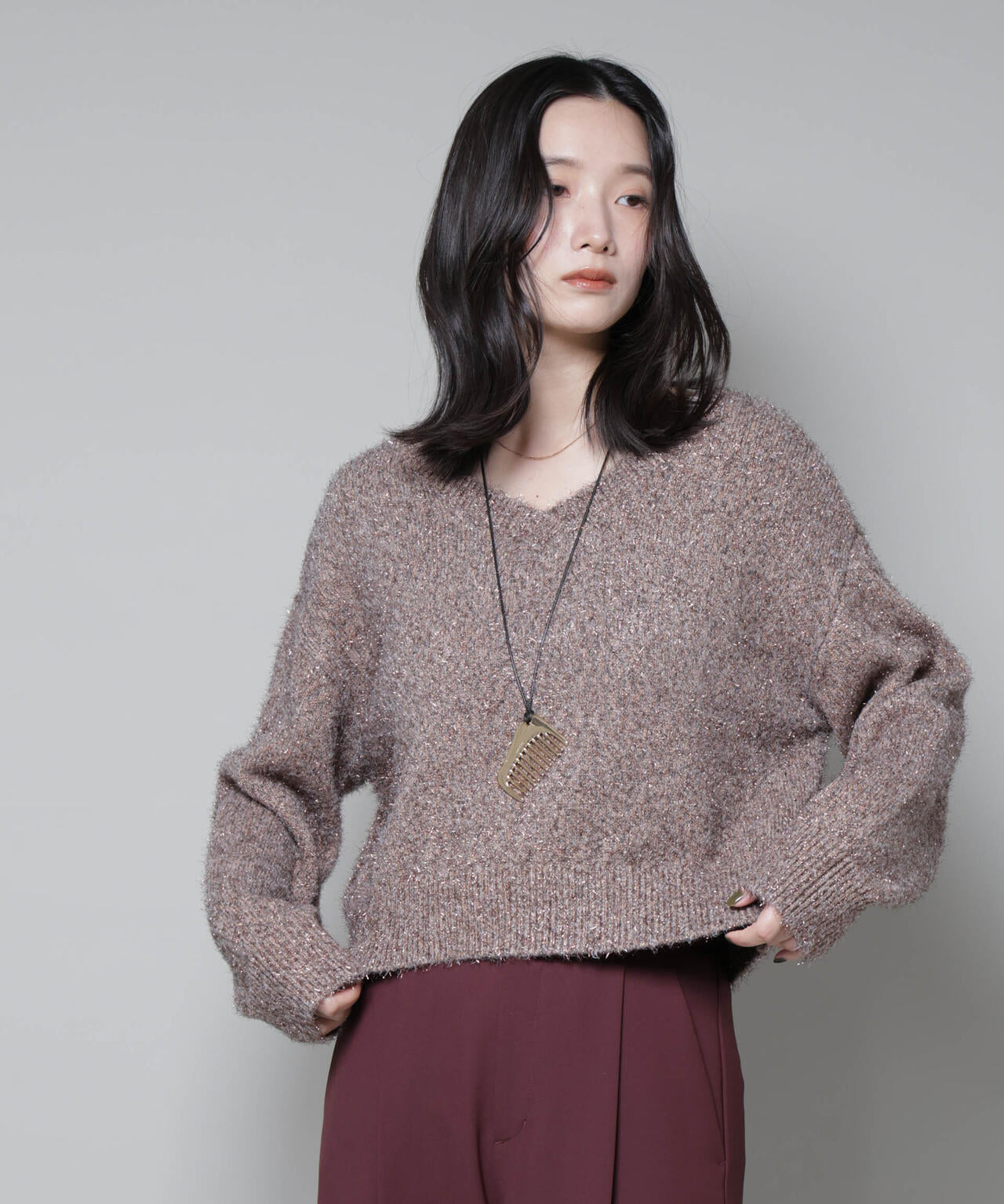 前後2wayラメミックスフェザーニット | NANO universe（ナノ