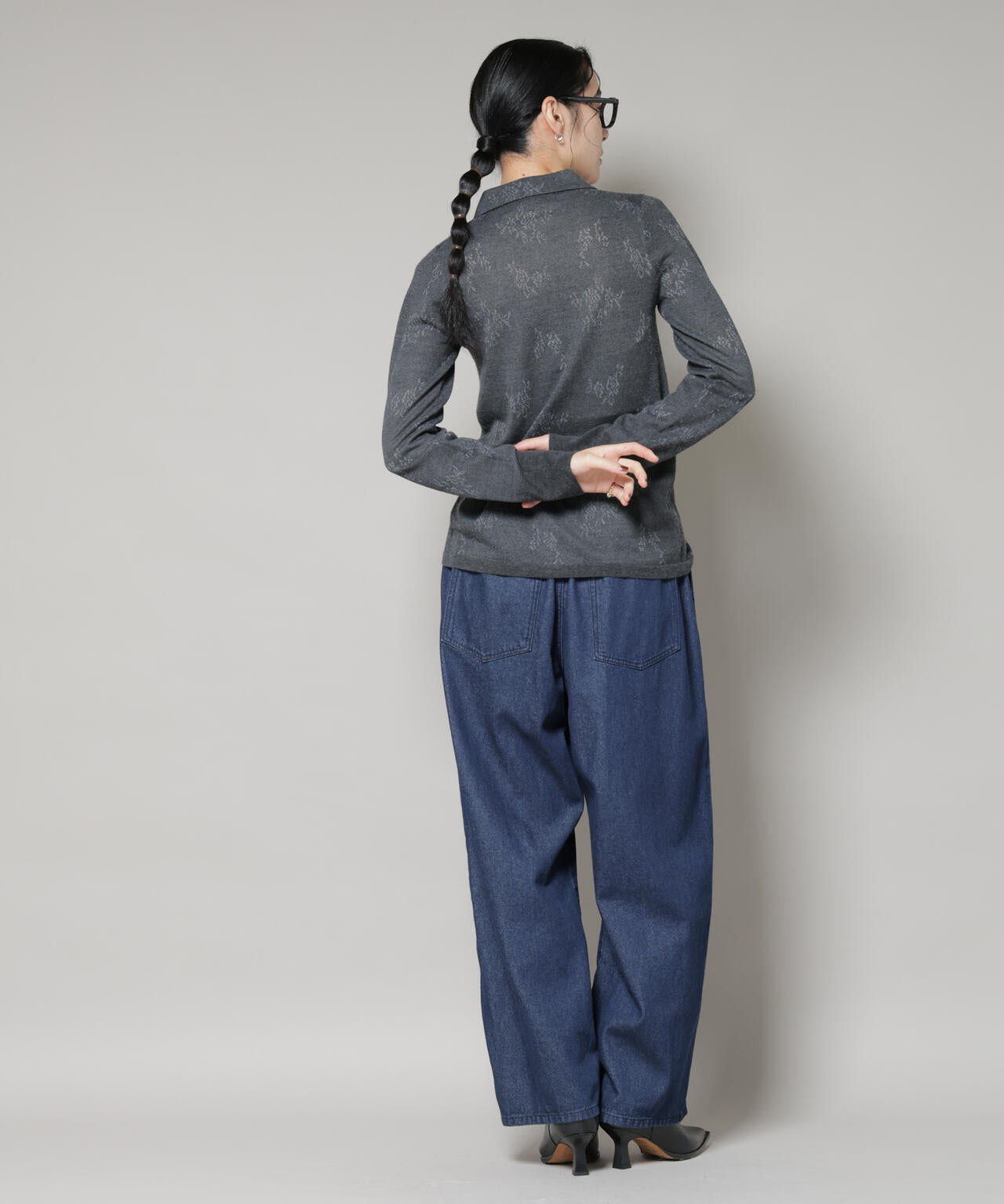 レースジャカード長袖ポロカーディガン | NANO universe（ナノ