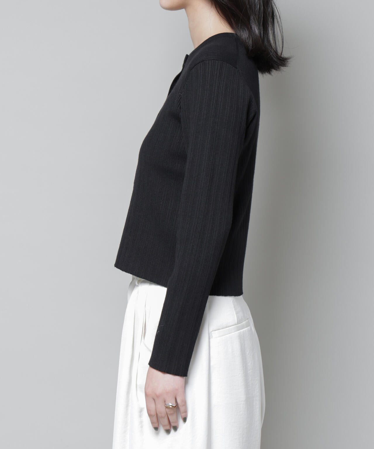 ホホバオイル加工ランダムリブカーディガン