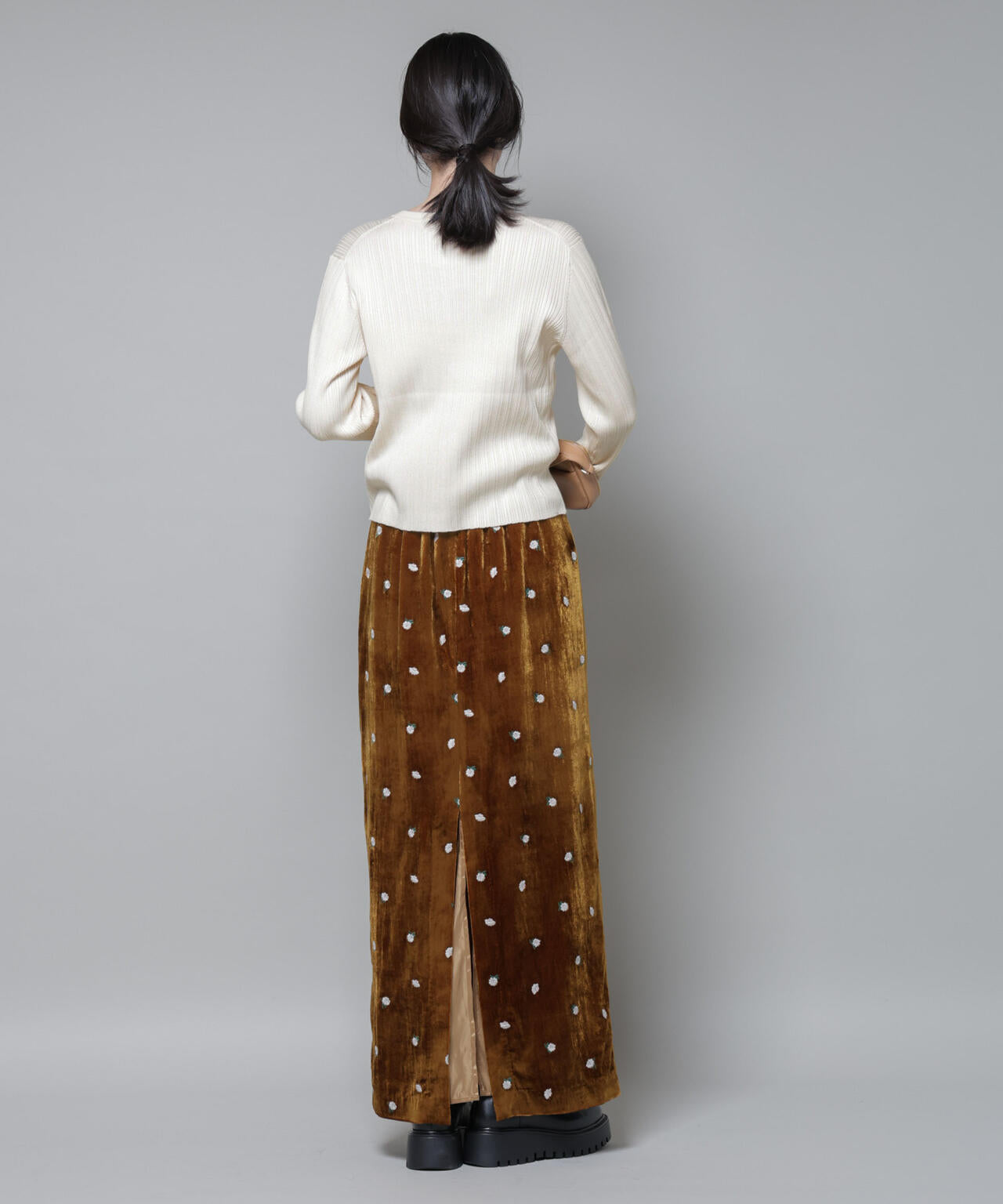 ホホバオイル加工ランダムリブカーディガン