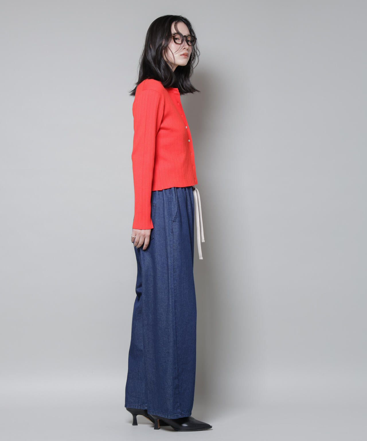 ホホバオイル加工ランダムリブカーディガン