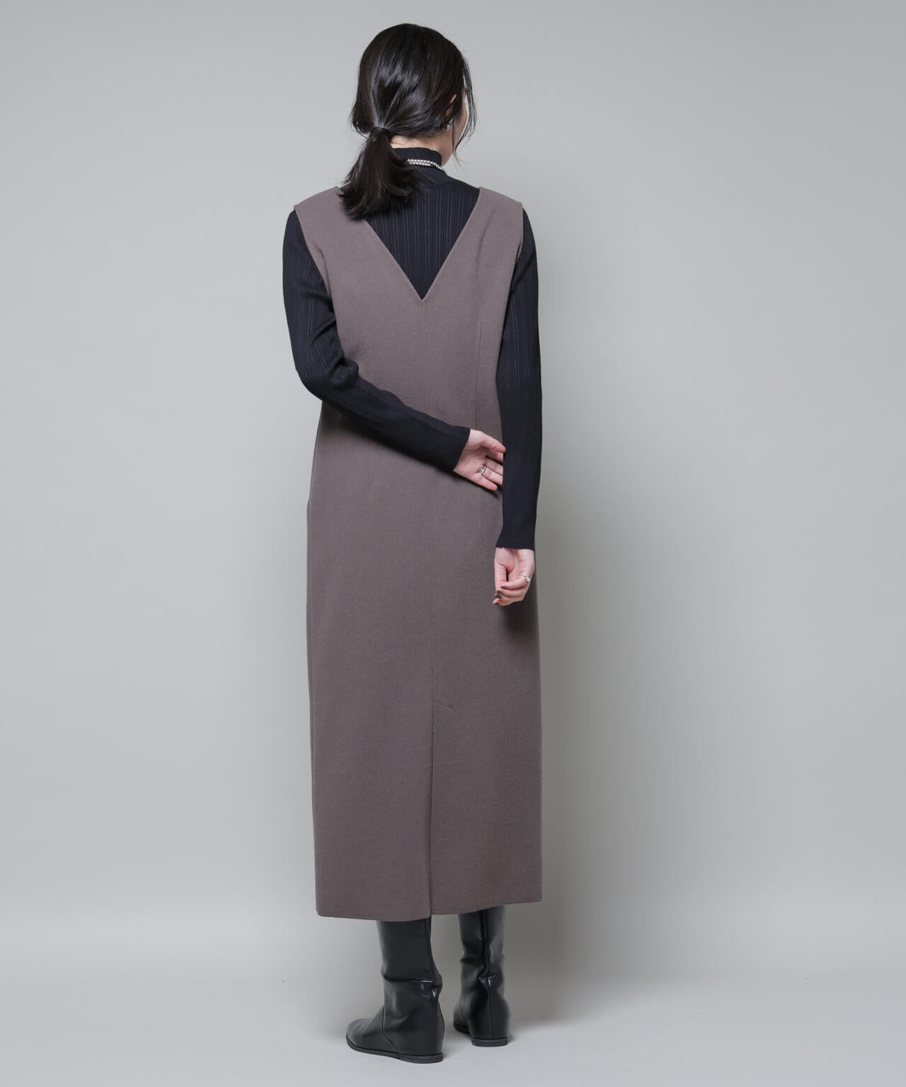 ホホバオイル加工ランダムリブタートルニット