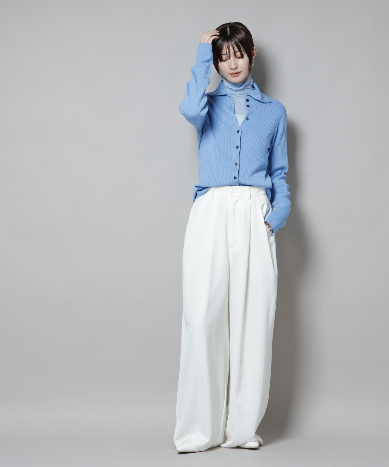 梨地シアータートルカットトップス