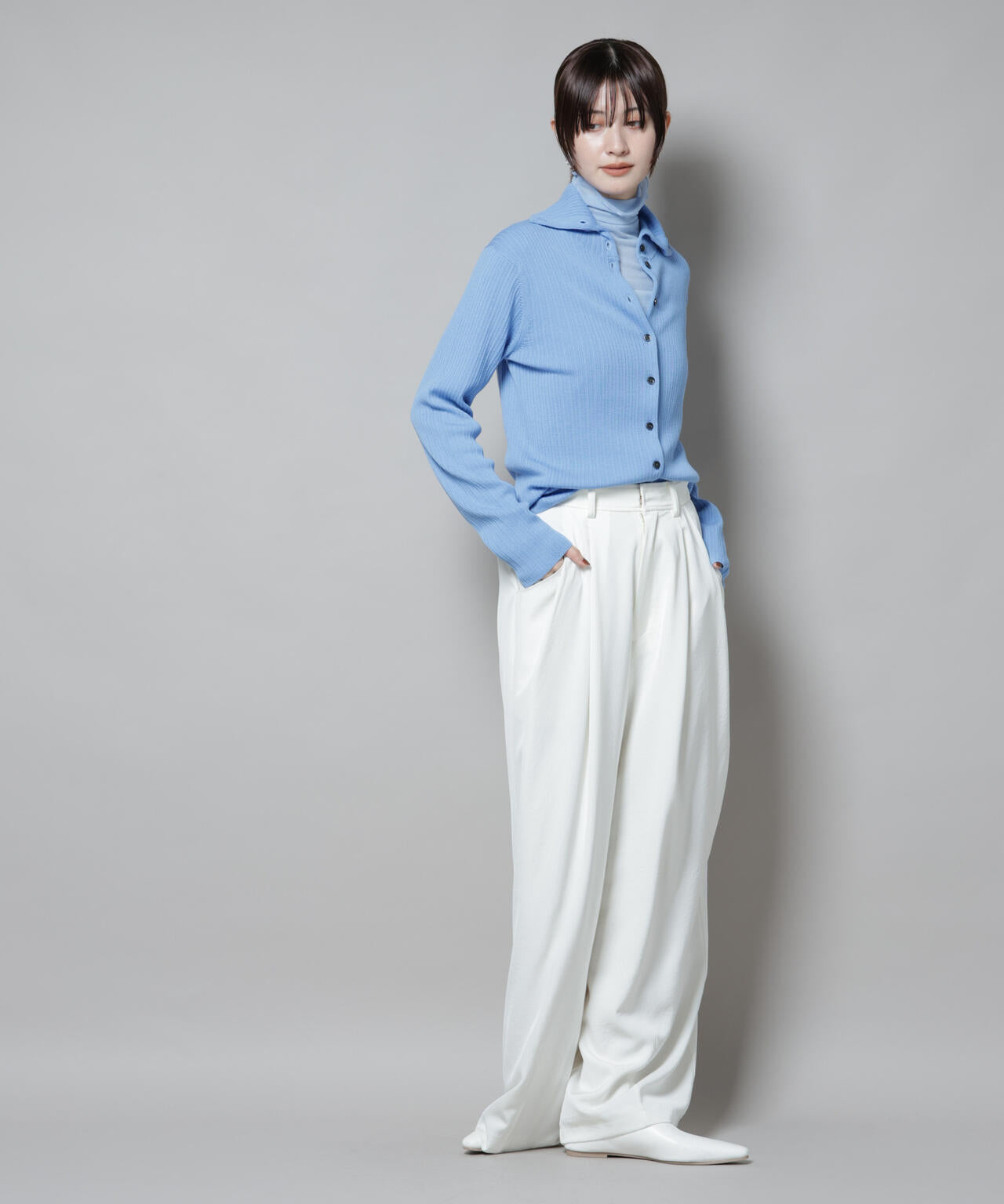 梨地シアータートルカットトップス