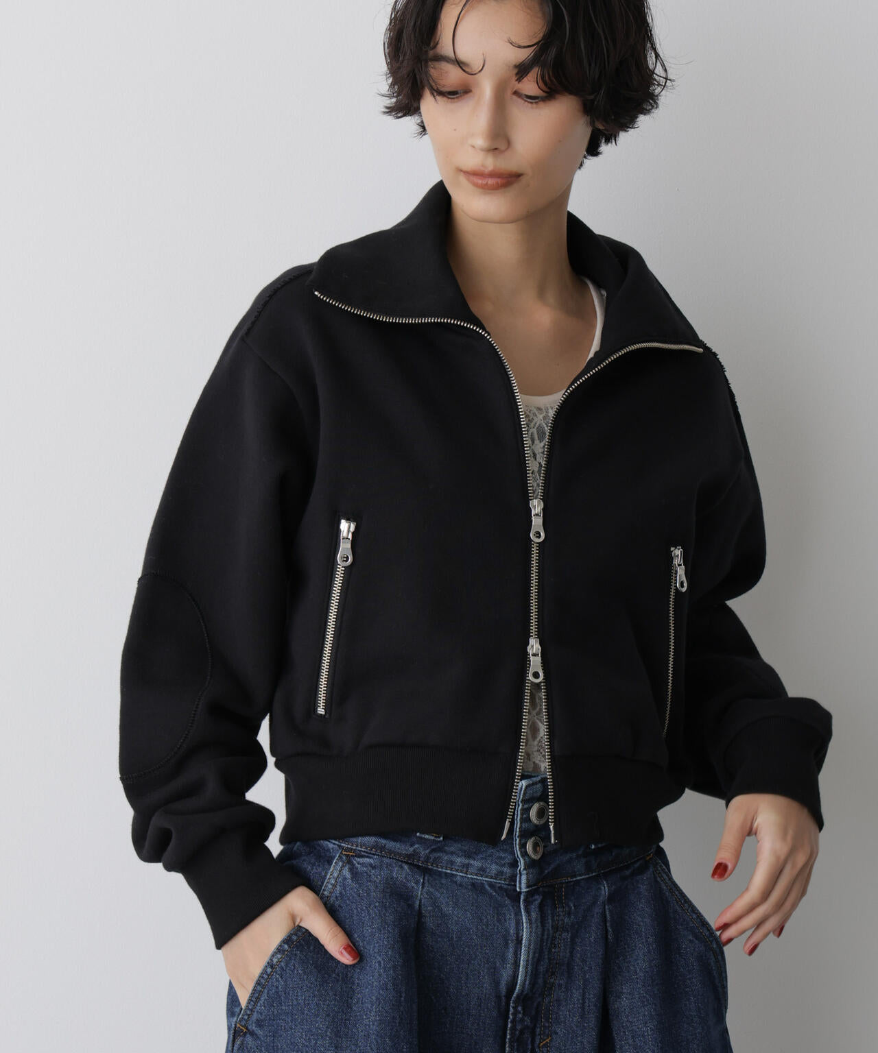 「STEVELOUR」コンパクトダブルジップスウェット