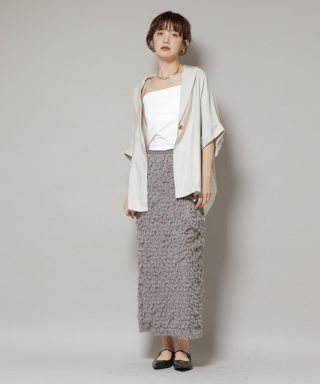 ストレッチポンチカップ付きベアトップキャミソール