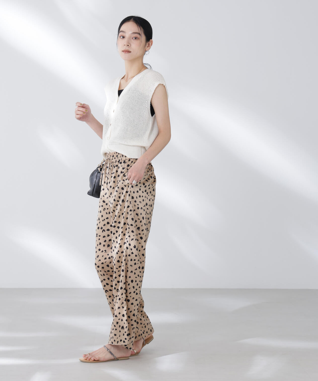 レオパードプリントイージーワイドパンツ