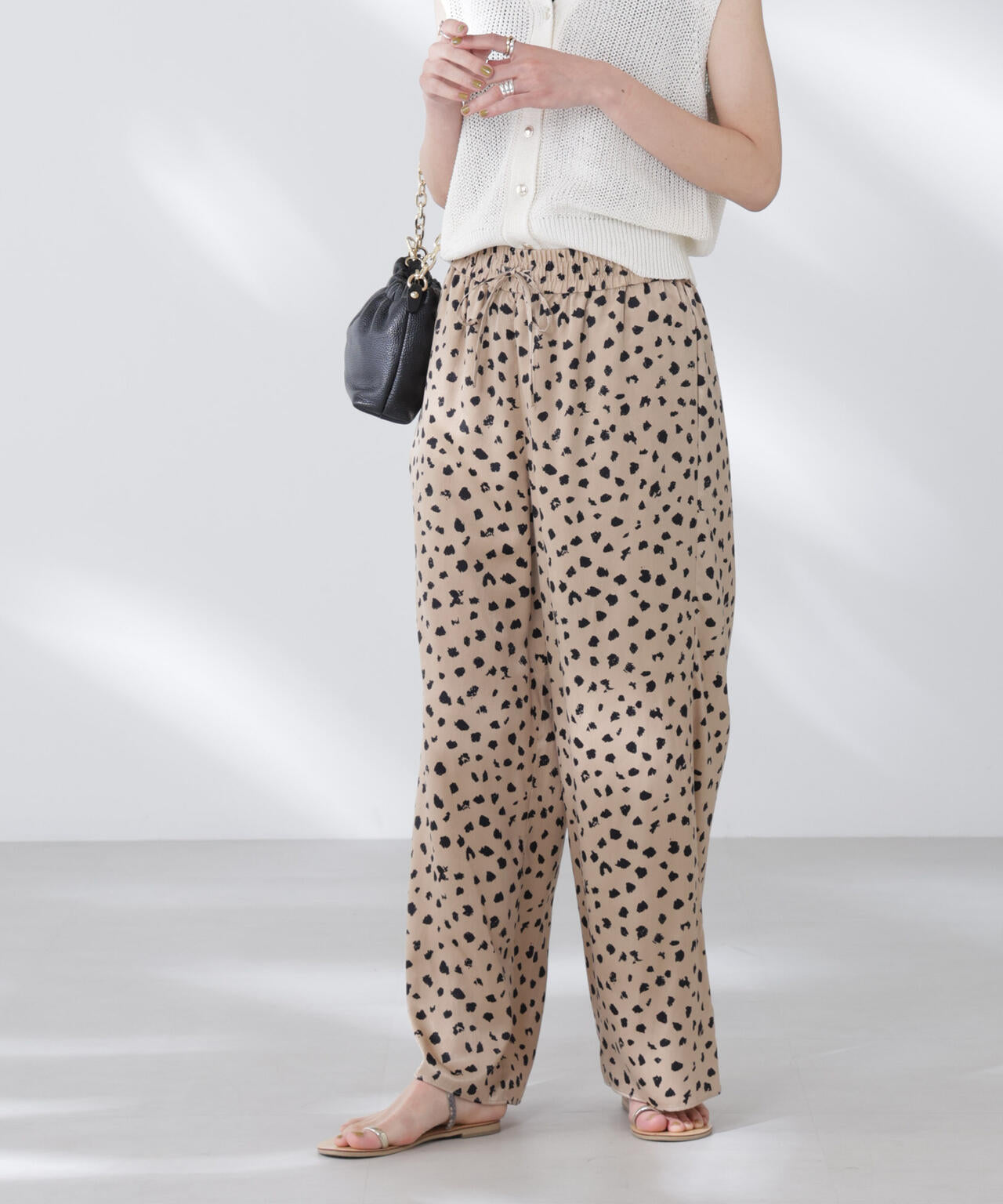 レオパードプリントイージーワイドパンツ