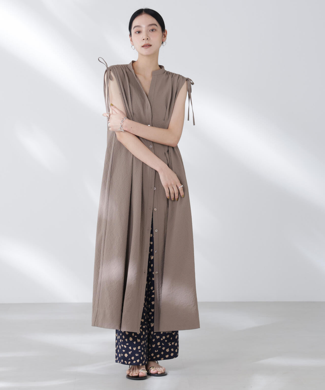 レオパードプリントイージーワイドパンツ