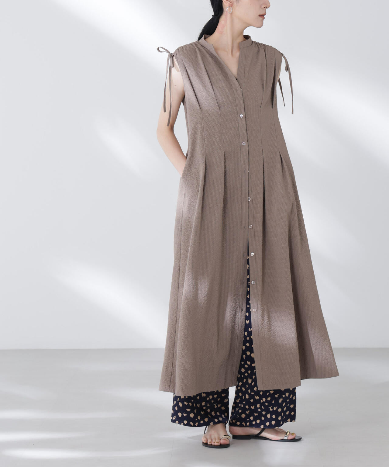 レオパードプリントイージーワイドパンツ