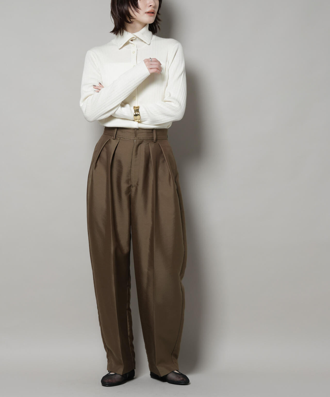 ツイルウェーブタックバレルパンツ