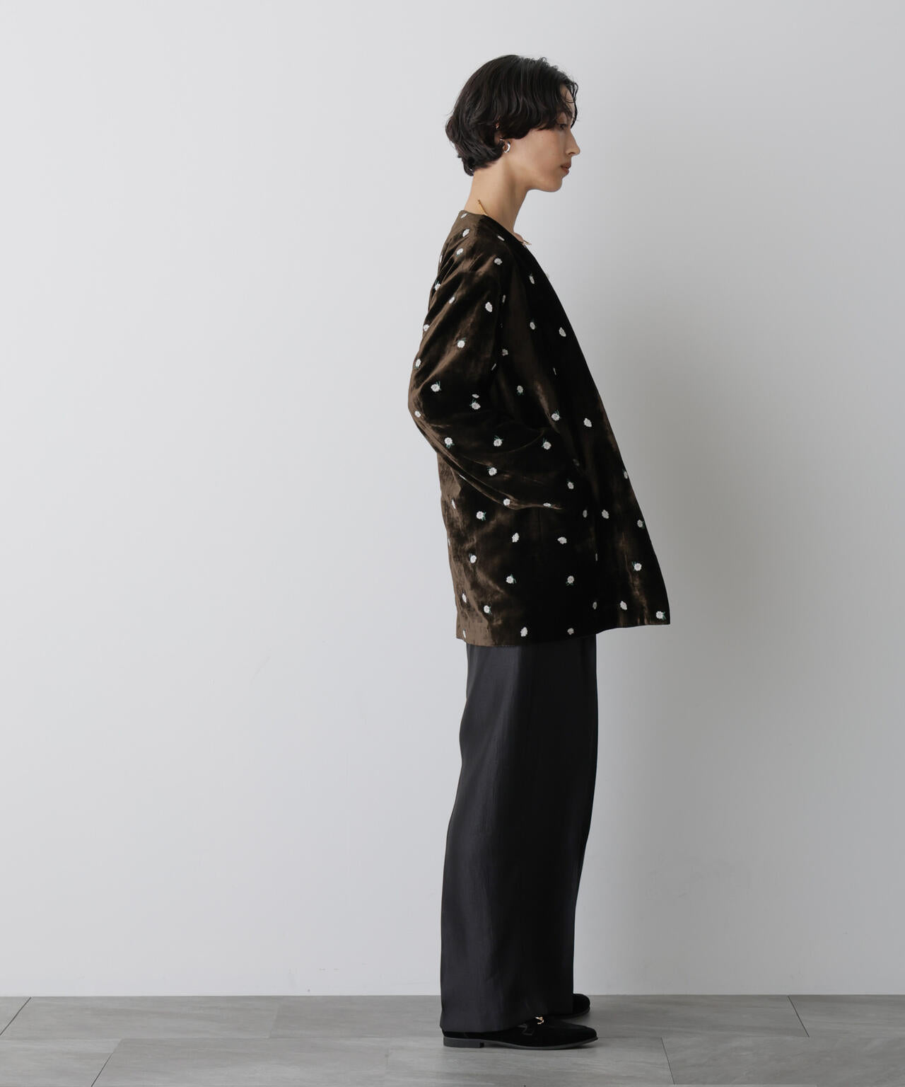 「STEVELOUR」サテンタックワイドパンツ(セットアップ可)