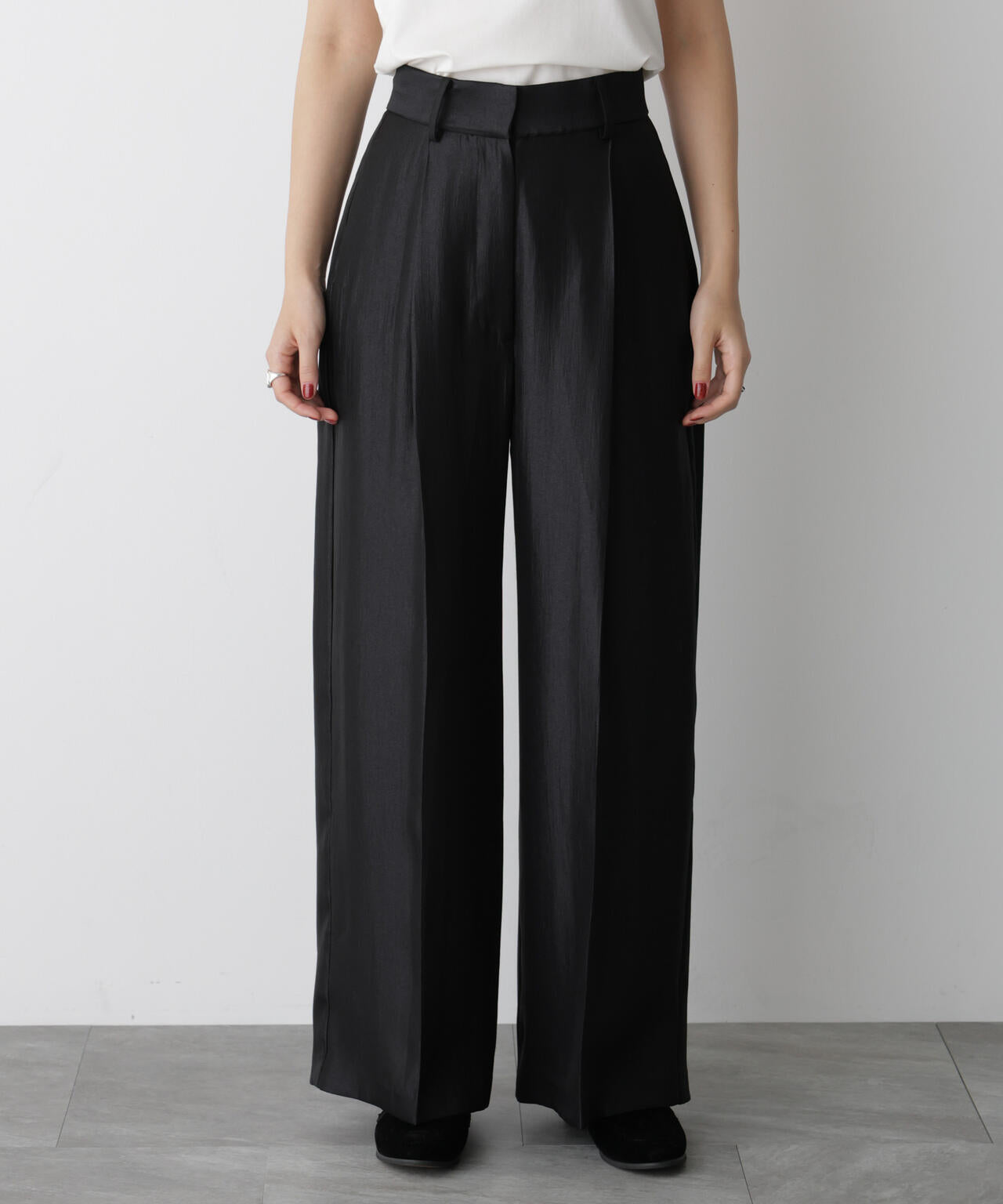 「STEVELOUR」サテンタックワイドパンツ(セットアップ可)