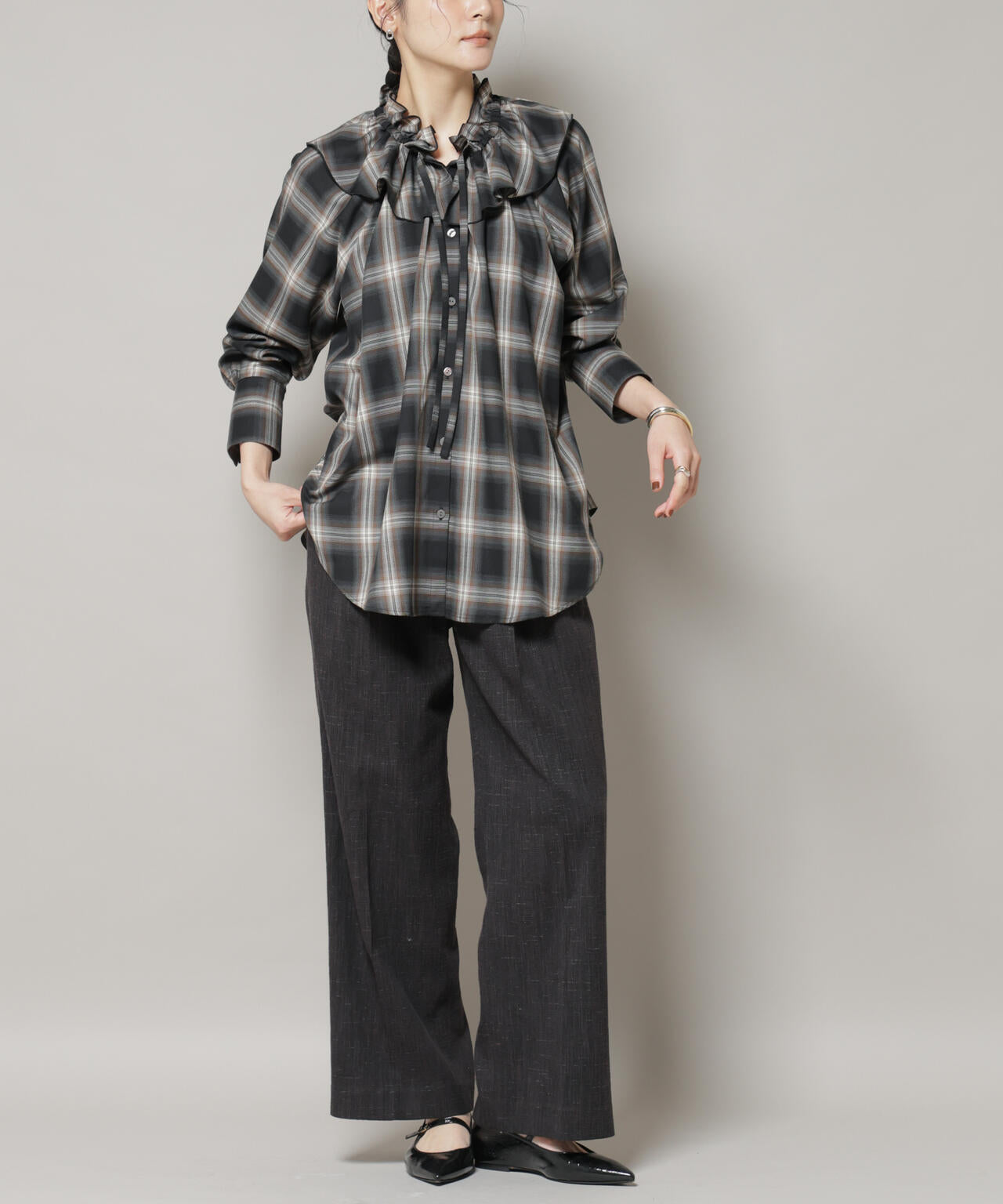 ツイードタックセミワイドパンツ(セットアップ可) | NANO universe