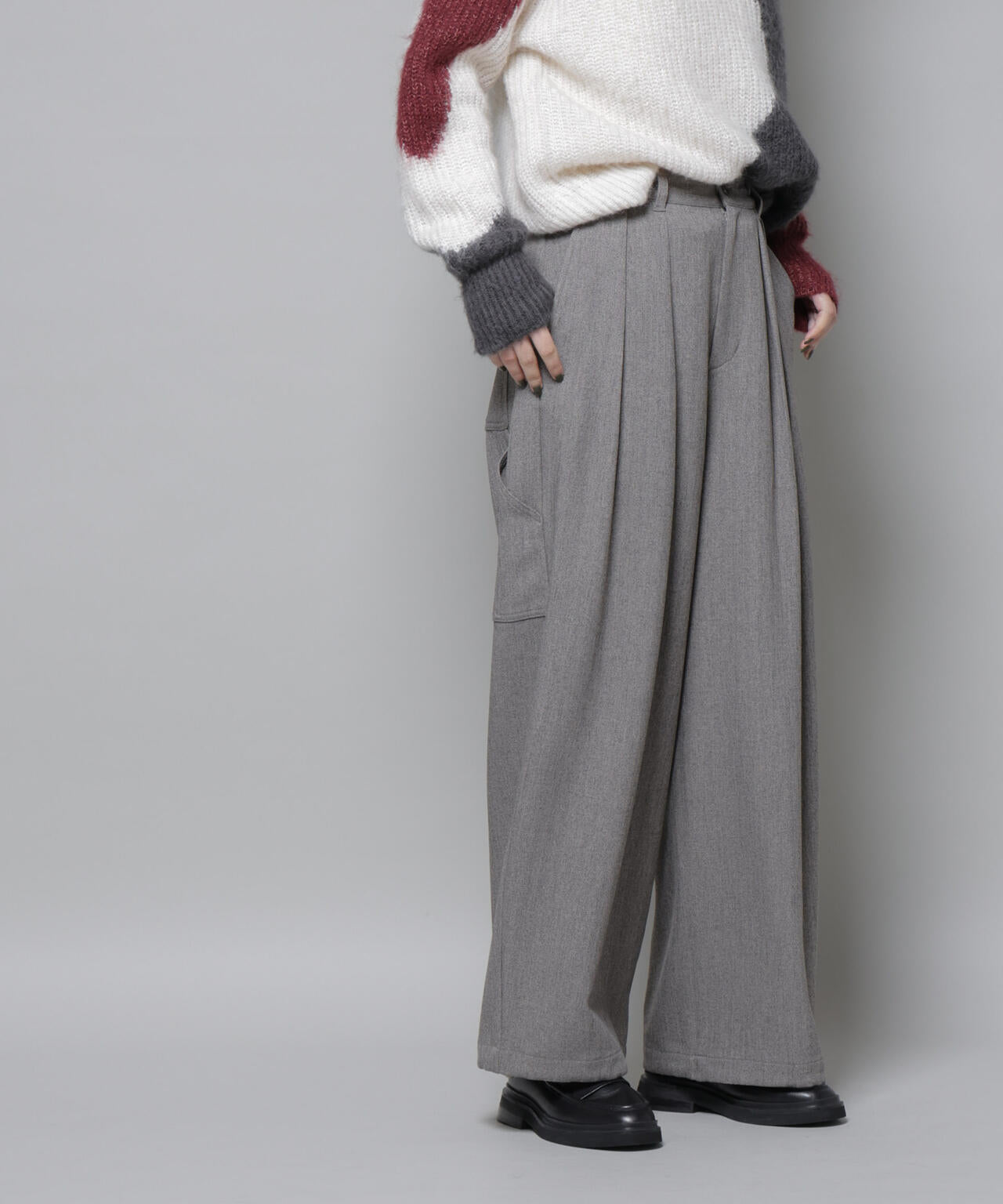 ヘリンボンツイードペインタードロストパンツ