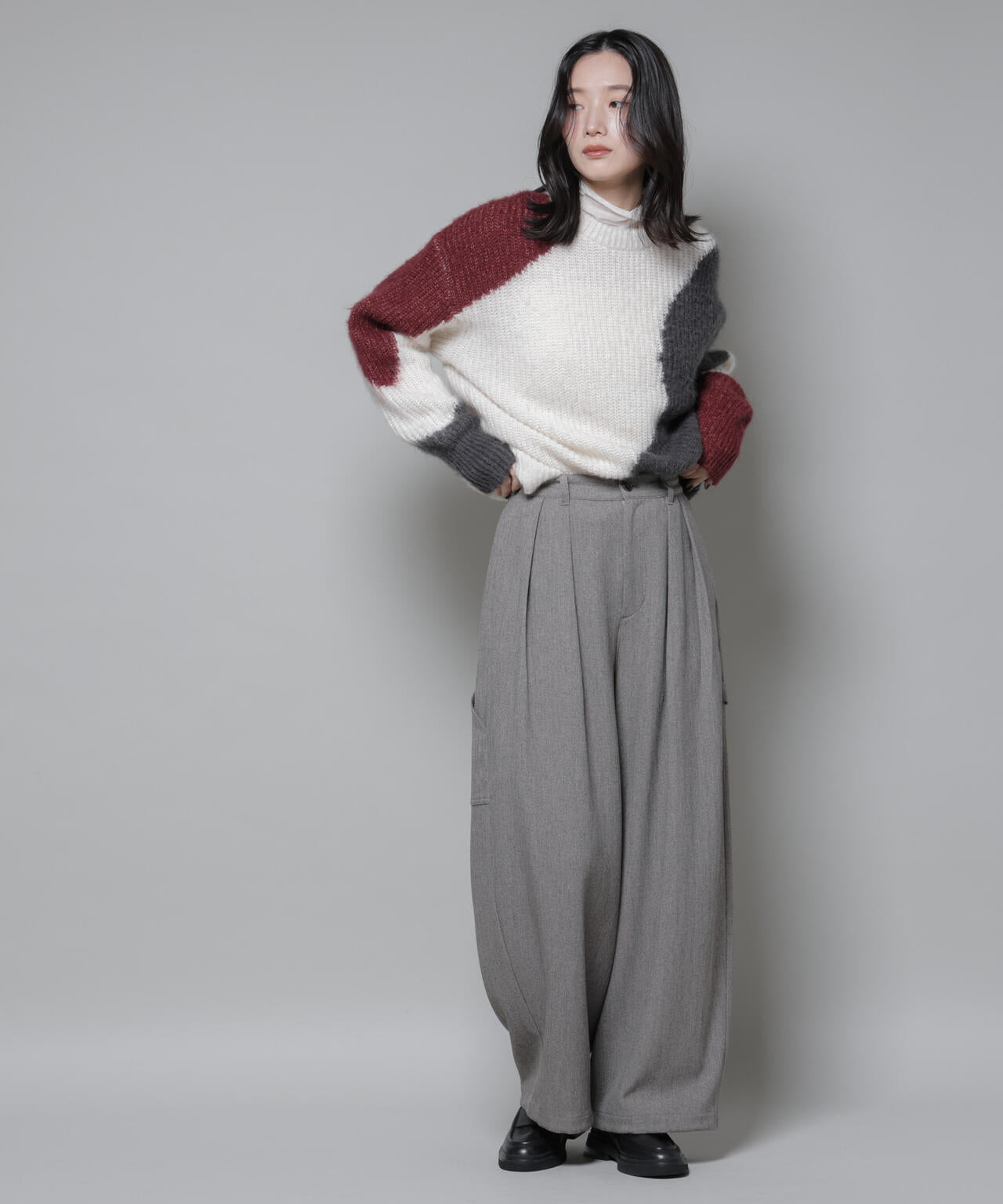 ヘリンボンツイードペインタードロストパンツ