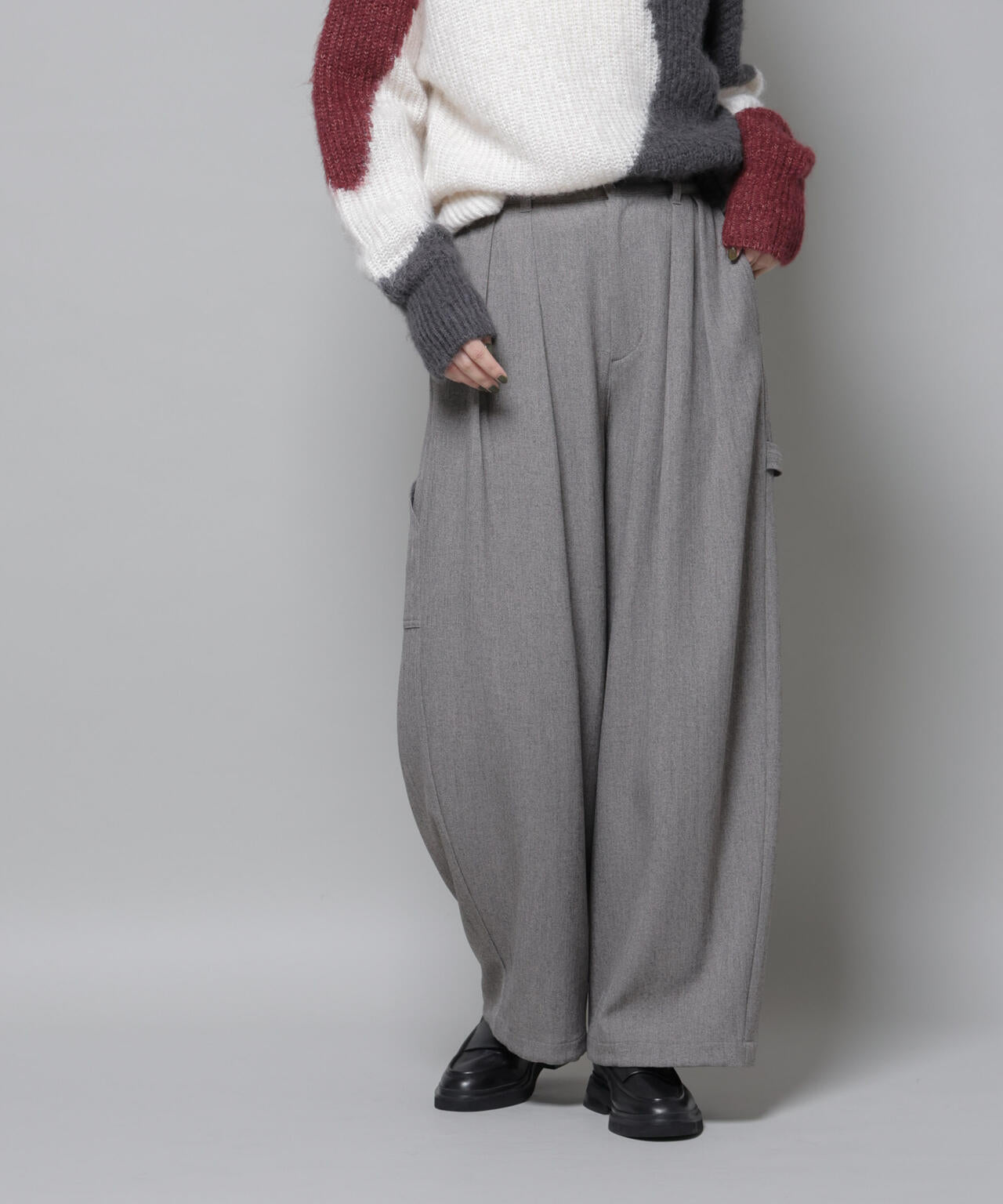 ヘリンボンツイードペインタードロストパンツ