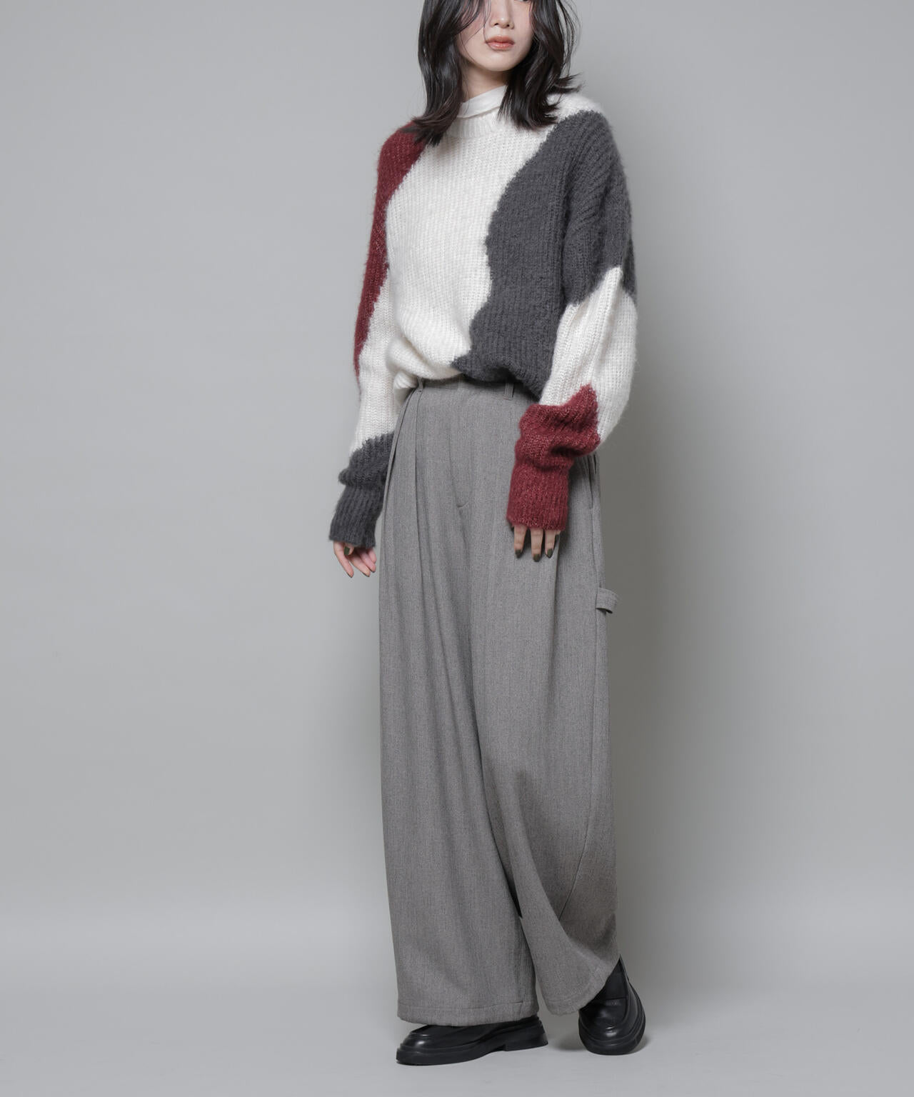 ヘリンボンツイードペインタードロストパンツ