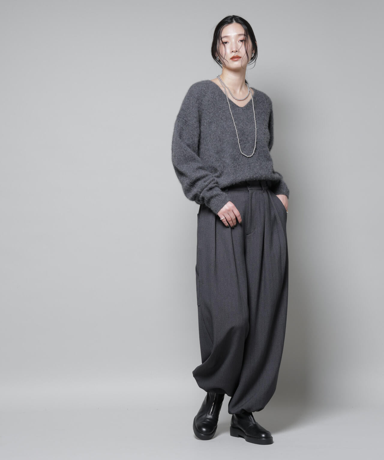 ヘリンボンツイードペインタードロストパンツ