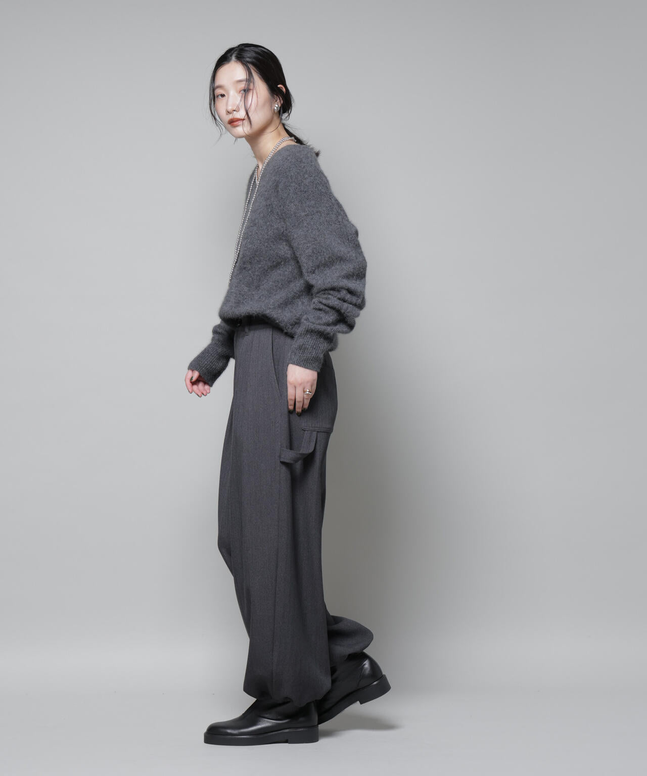 ヘリンボンツイードペインタードロストパンツ