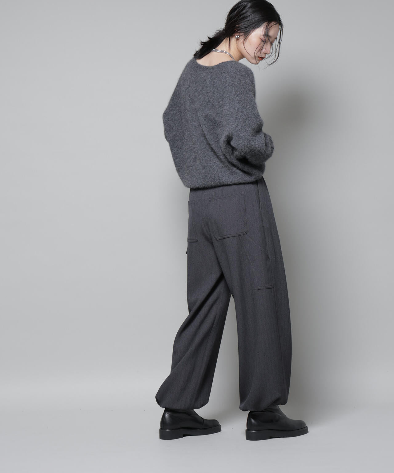 ヘリンボンツイードペインタードロストパンツ