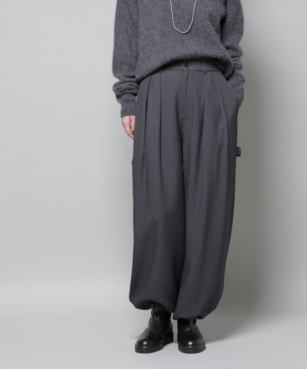 ヘリンボンツイードペインタードロストパンツ