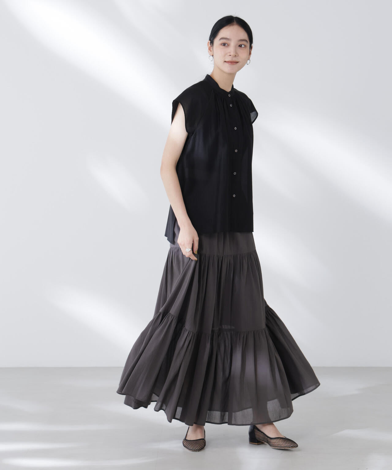 コットンシフォンティアードスカート