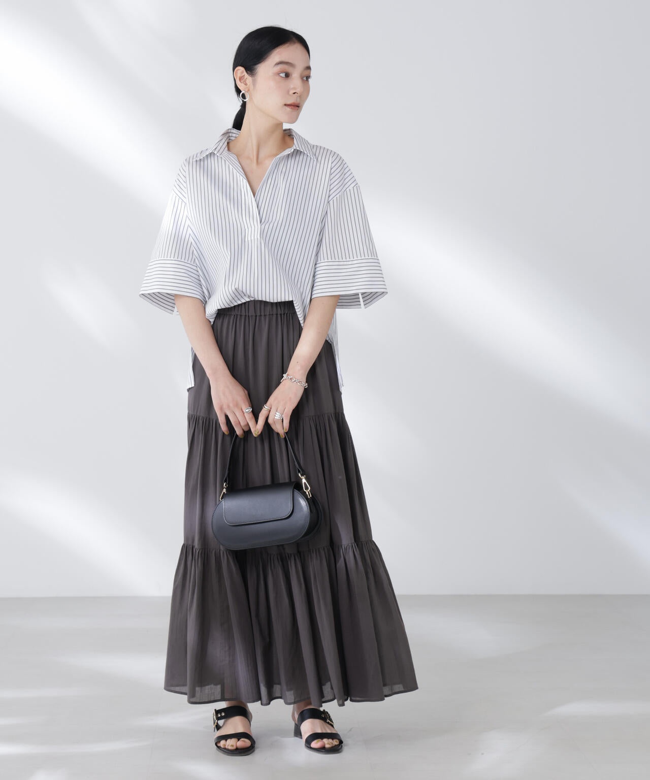 コットンシフォンティアードスカート