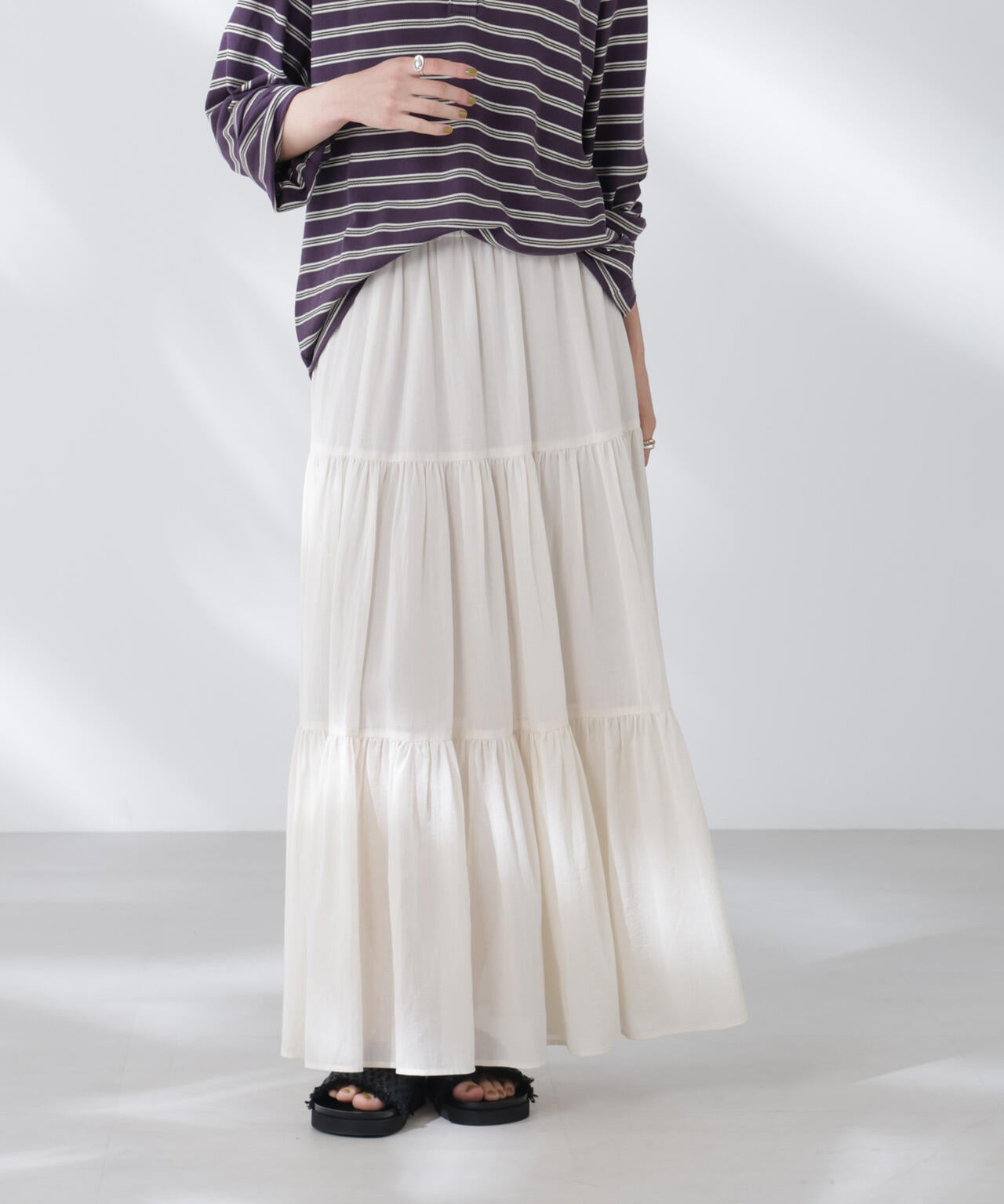 コットンシフォンティアードスカート