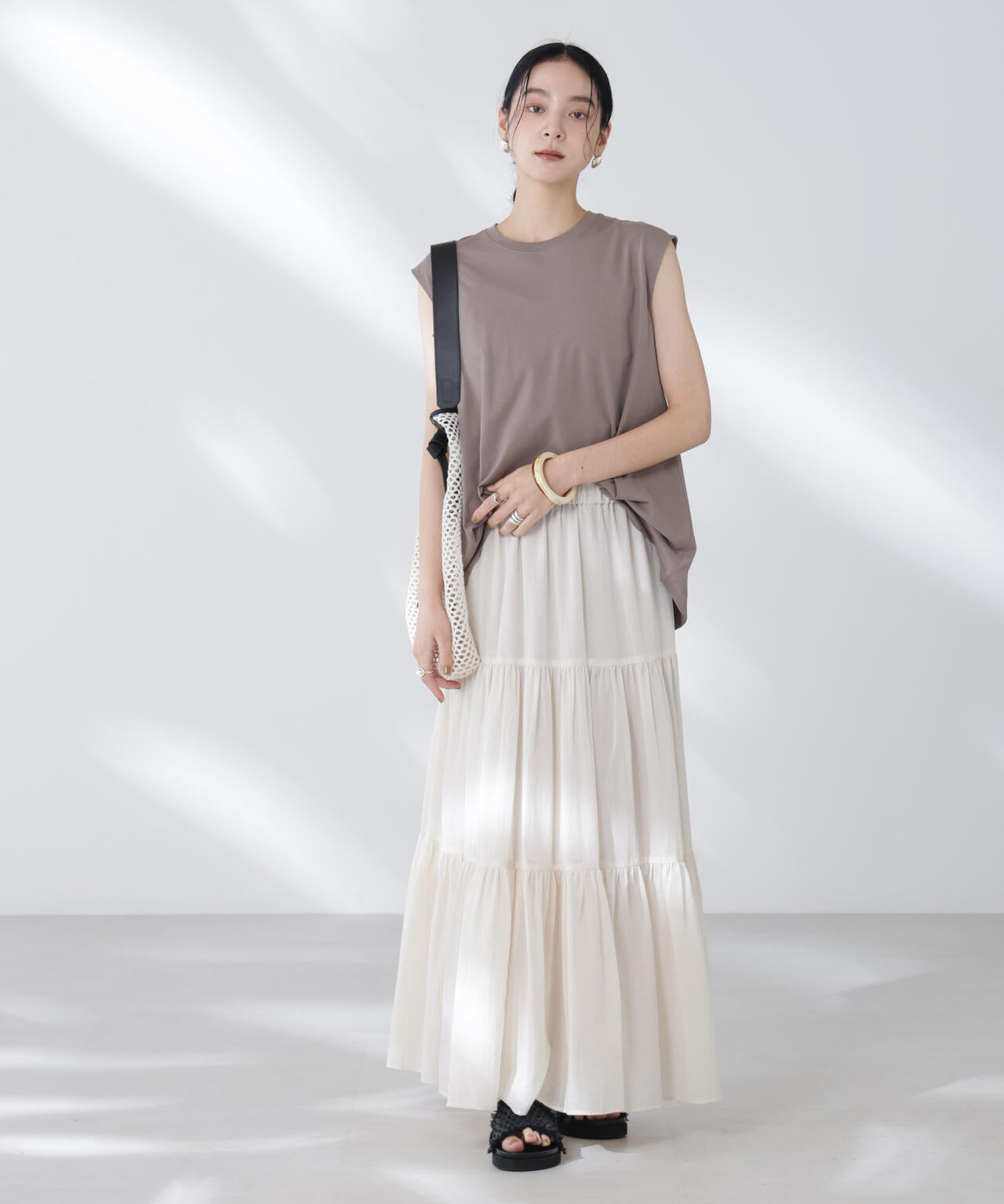 コットンシフォンティアードスカート