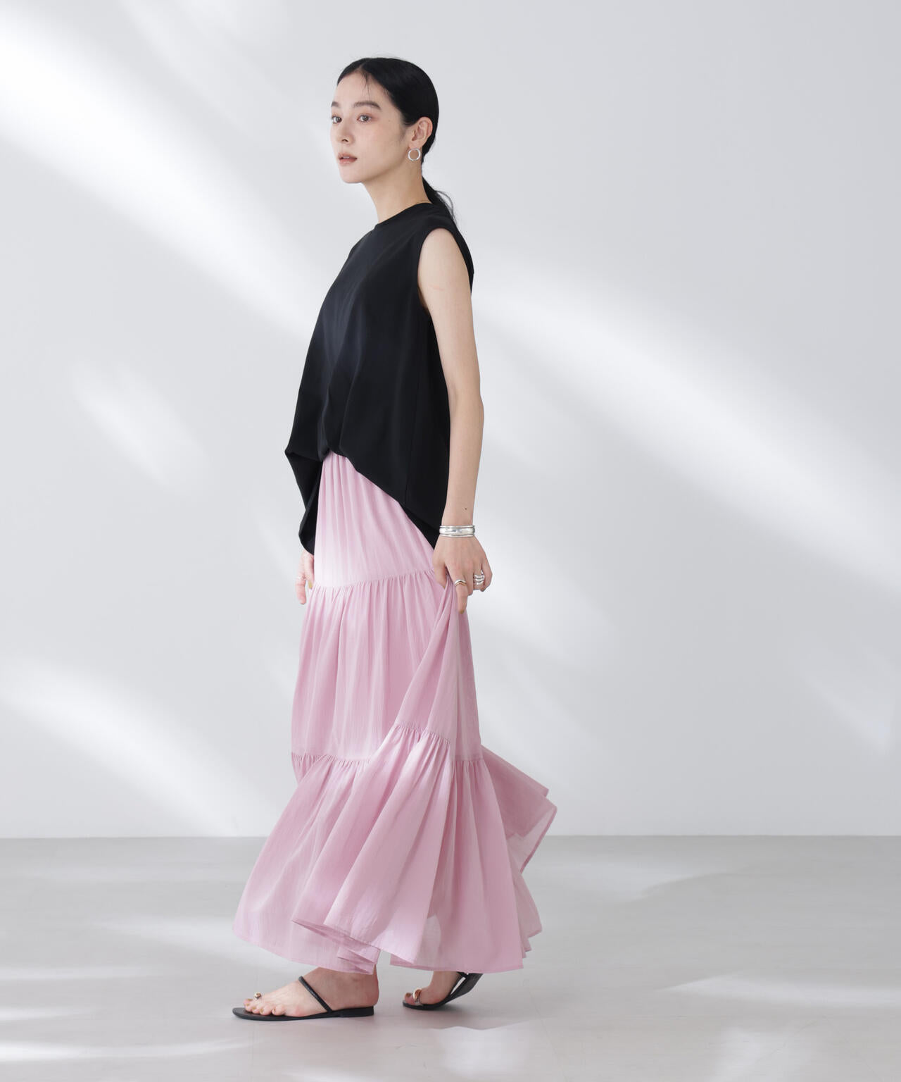 コットンシフォンティアードスカート