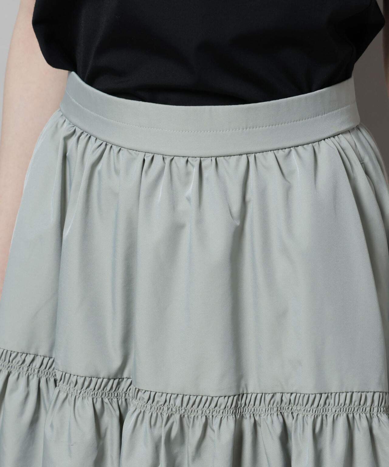 シャンブレータフタティアードギャザースカート