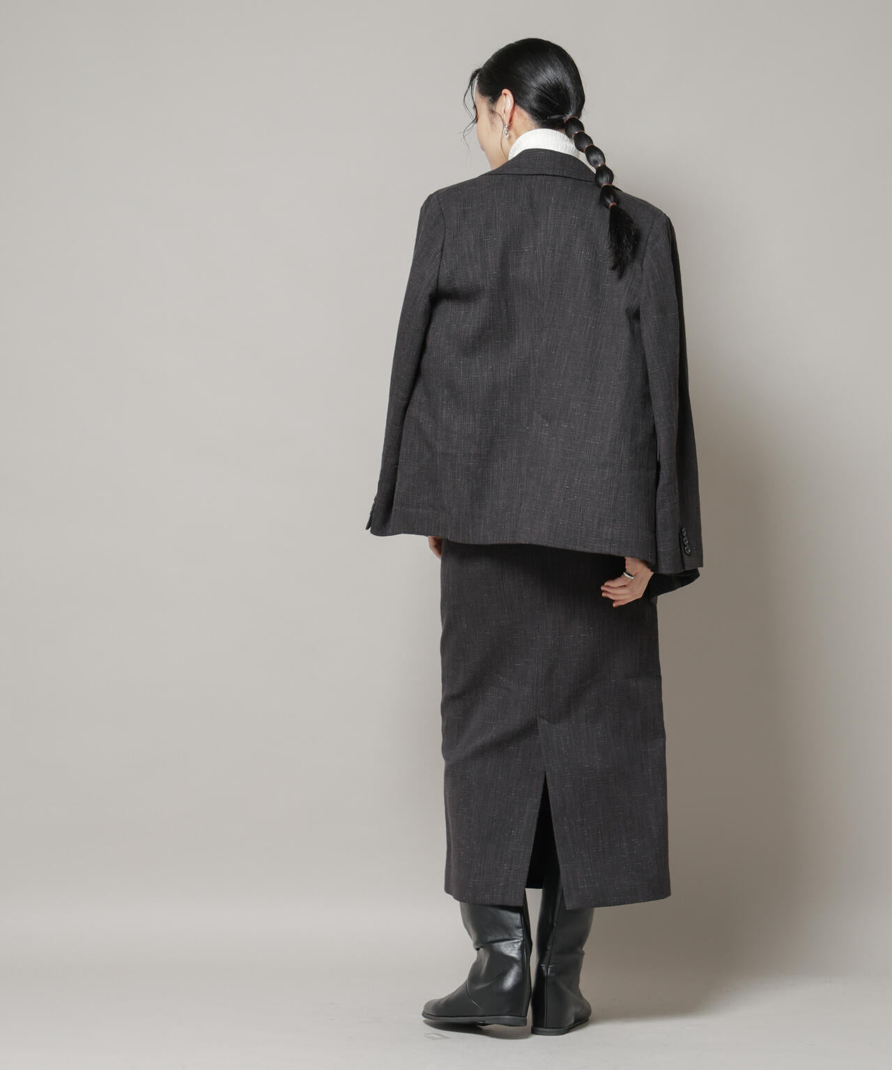 nano・universe ノーカラージャケット　タイトスカート　セットアップ ツイードタイトスカート(セットアップ可) | NANO universe（ナノ